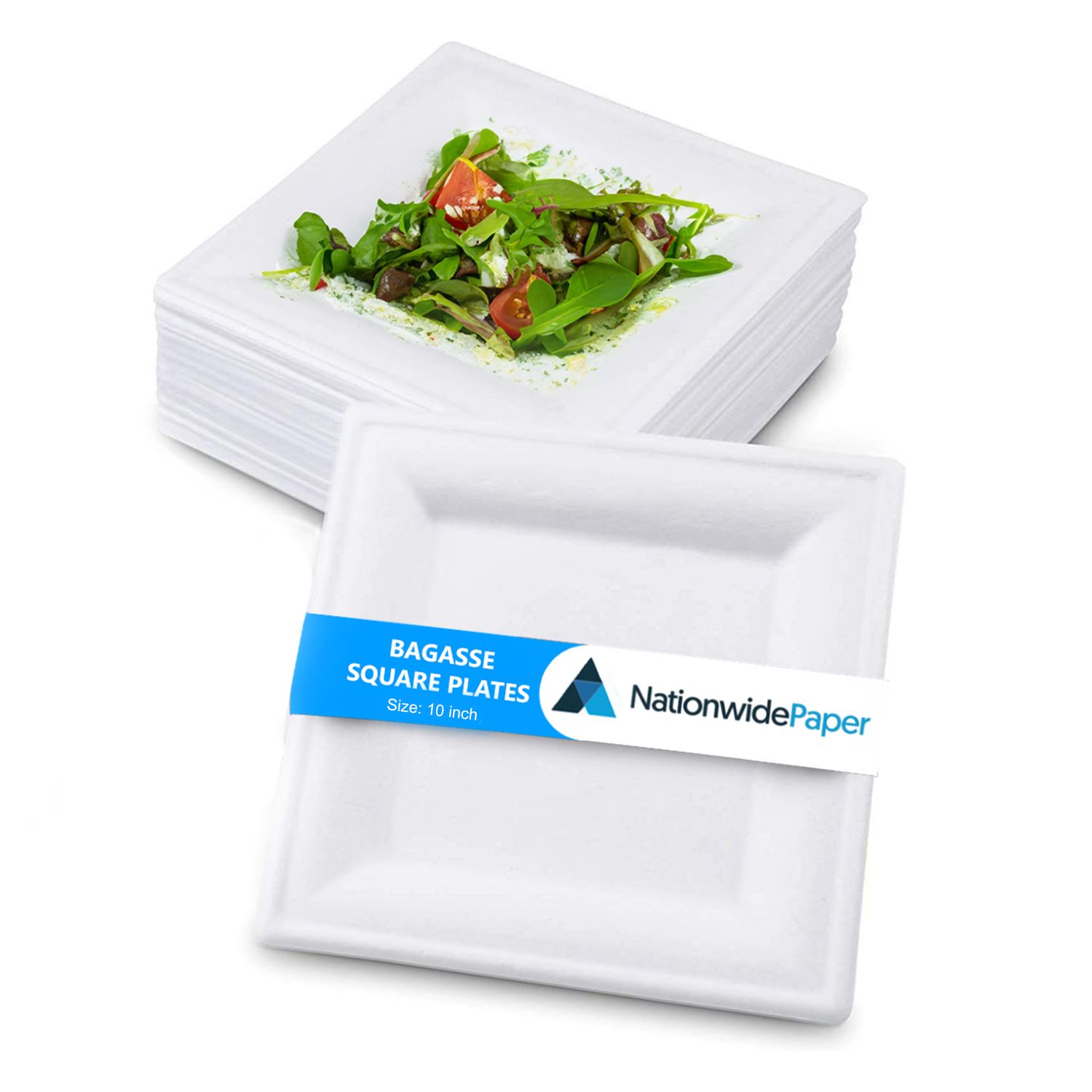 Nationwide Paper NationwidePaper 10in Biodegradable Square Paper Plat- you get 2