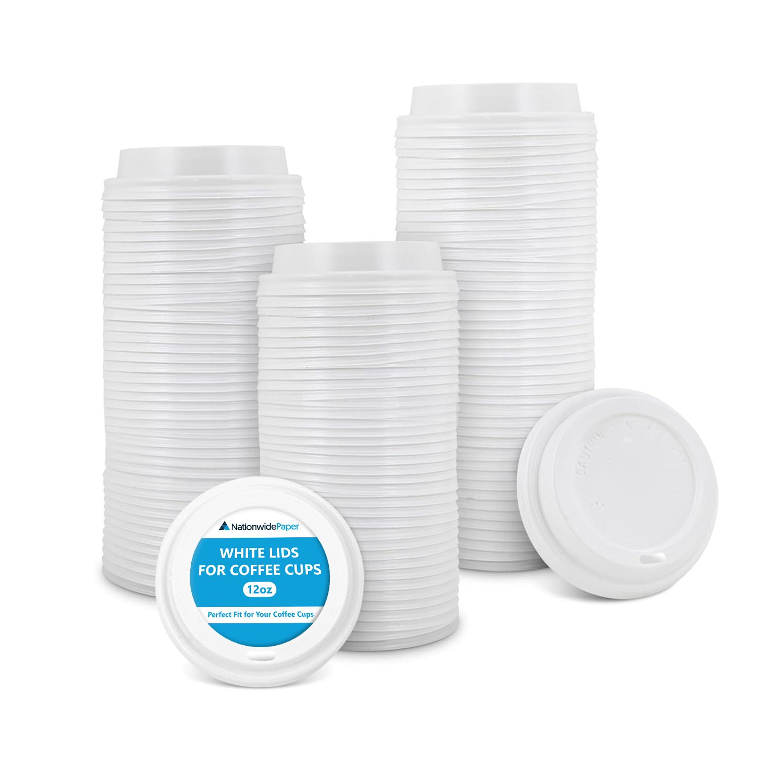 Nationwide Paper White 12oz Insulated Disposable Coffee Cups Lids for Takeaway D