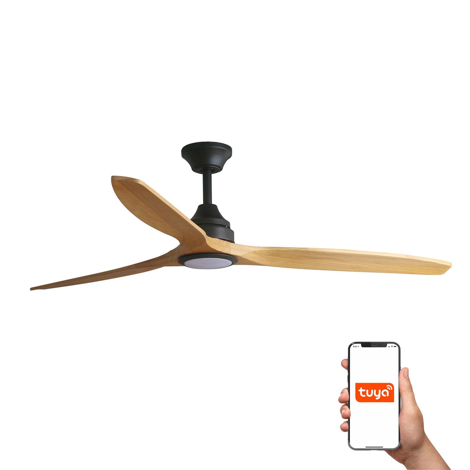 Faro Lighting Alo Large 3 Blade Matt Black Wood with Light 2700 - 4000 - 6500K T