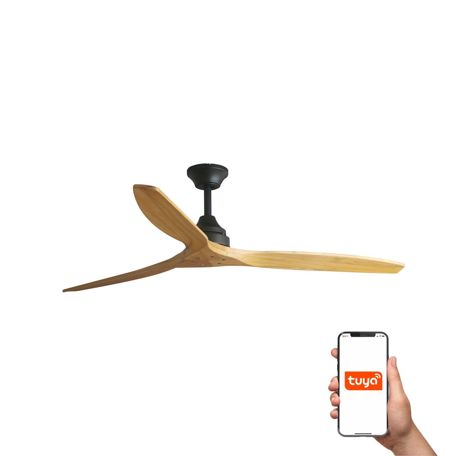 Faro Lighting Alo Large 3 Blade Matt Black Wood Tuya Smart System