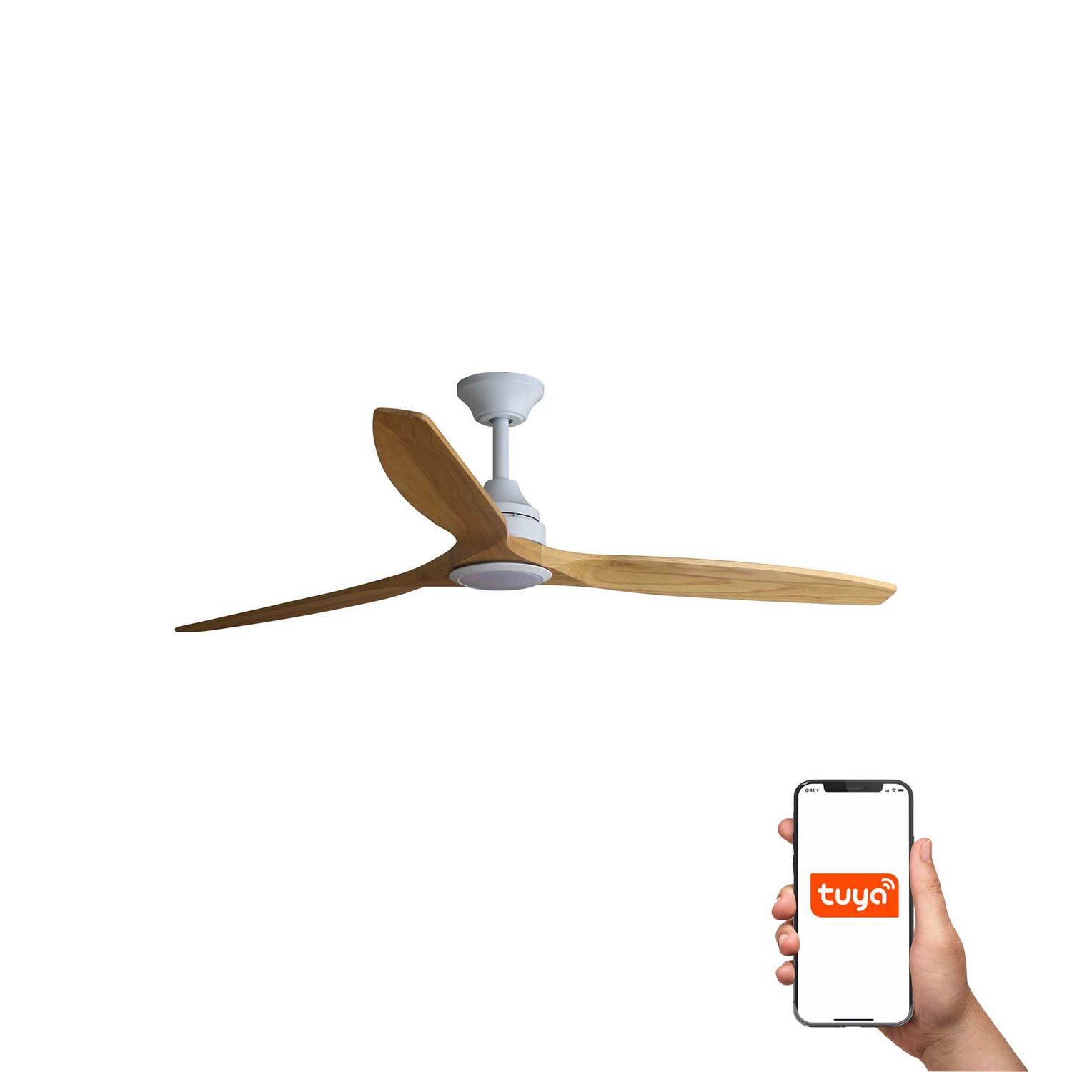 Faro Lighting Alo Large 3 Blade Matt White Wood with Light 2700 - 4000 - 6500K T