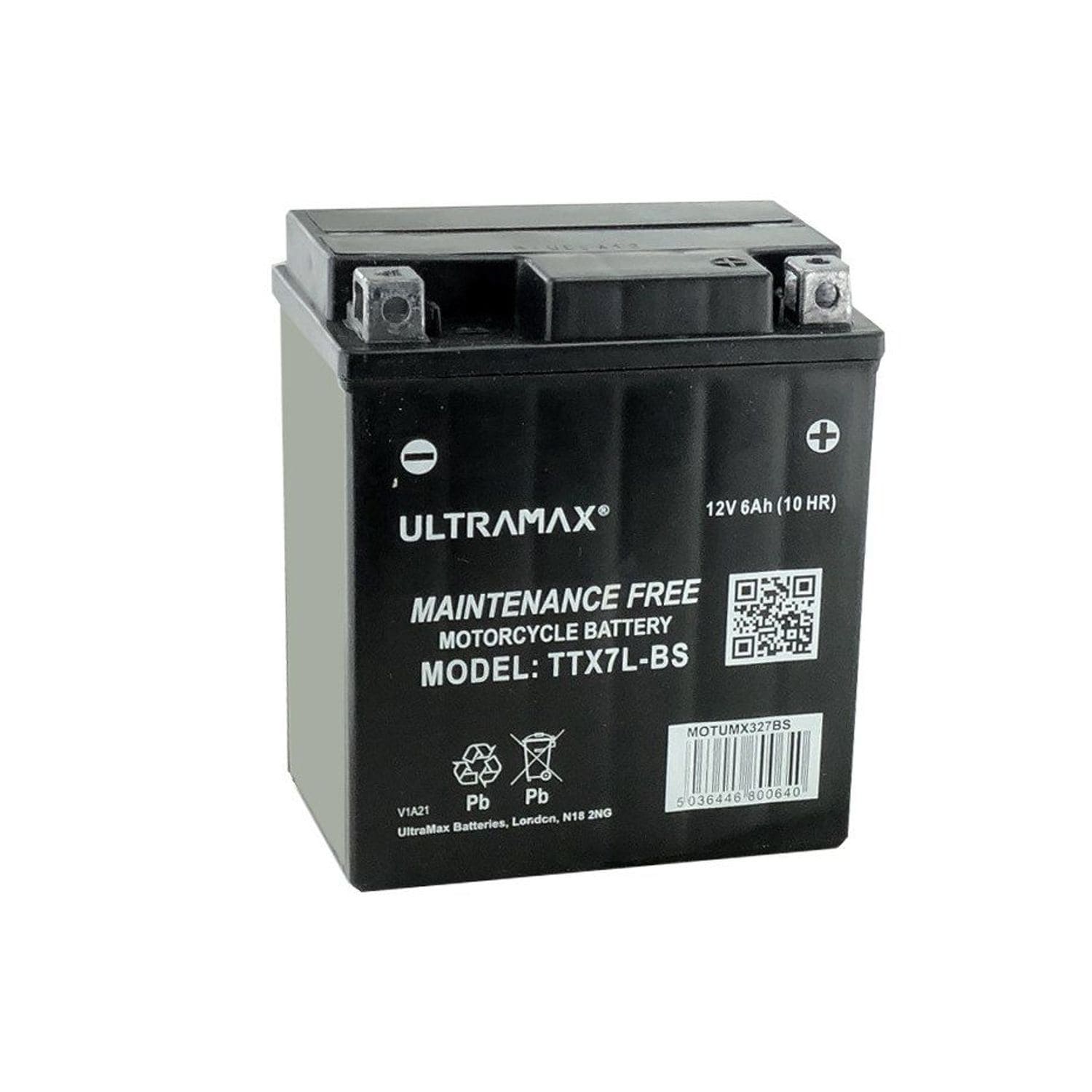 Ulltramax UltraMax TTX7L-BS Replaces Yuasa YTX7L-BSX, 12v 6Ah Motorcycle Batteri