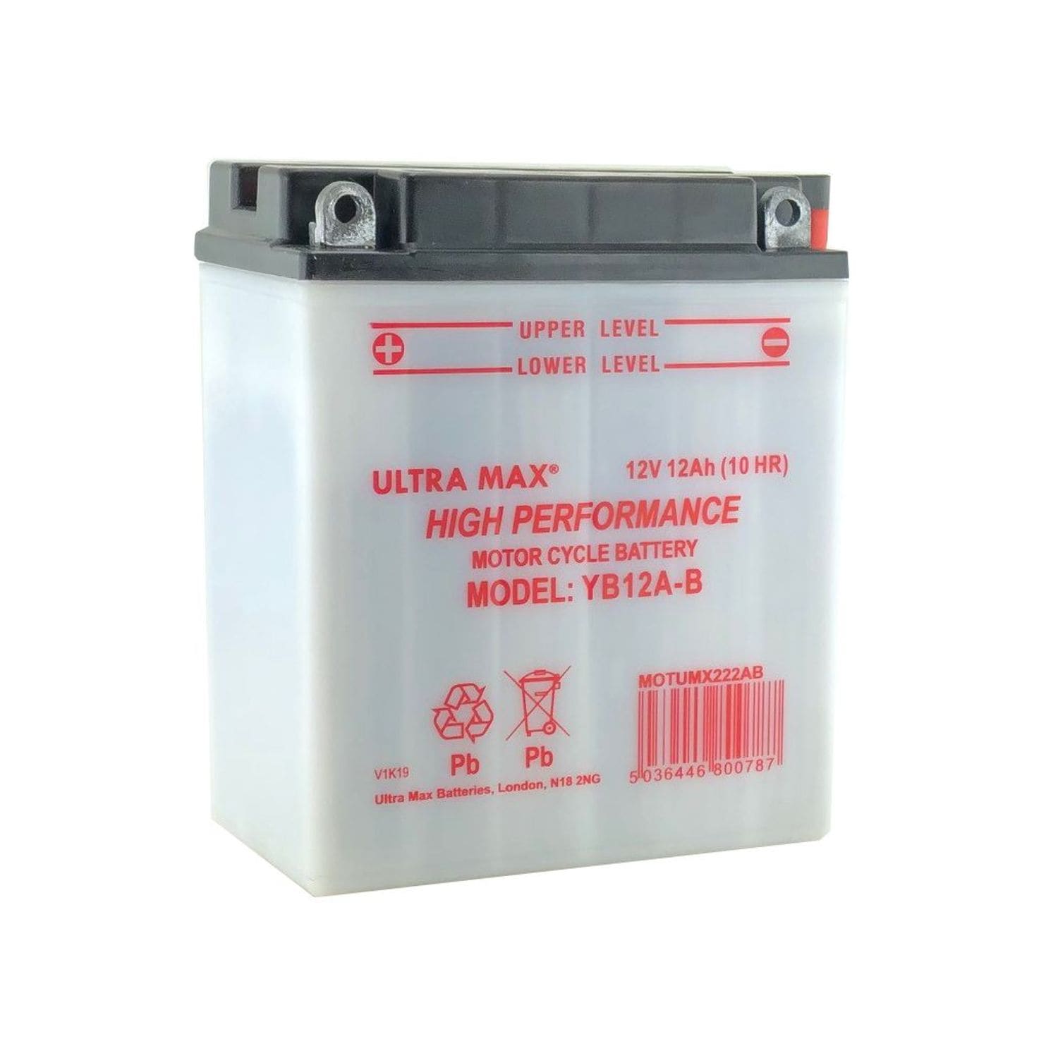 Ulltramax UltraMax Yumicron YB12A-B, 12v 12Ah Motorcycle Batteries  L 134mmX W 8