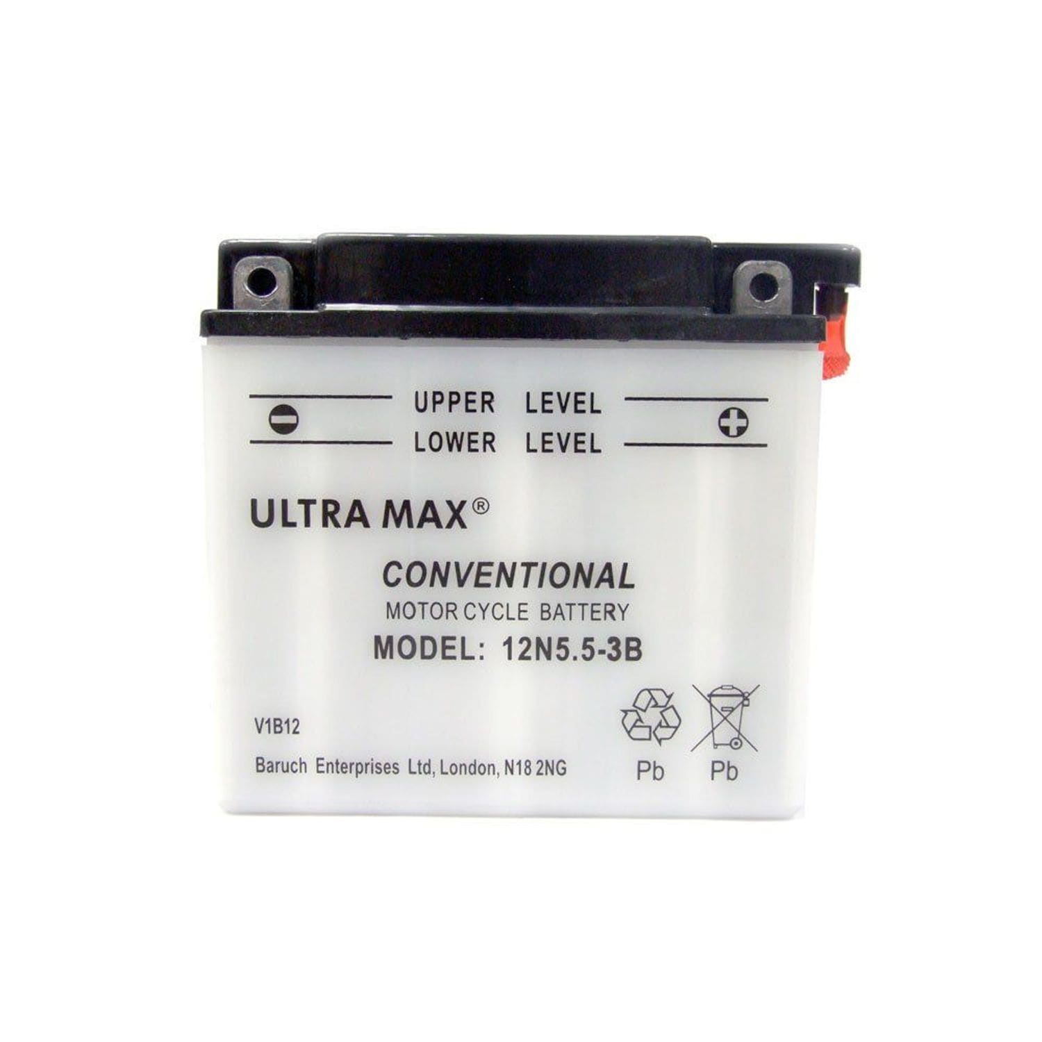 Ulltramax UltraMax 12N5.5-3B, 12v 5.5Ah Motorcycle Batteries  L 136mmX W 61mmX H
