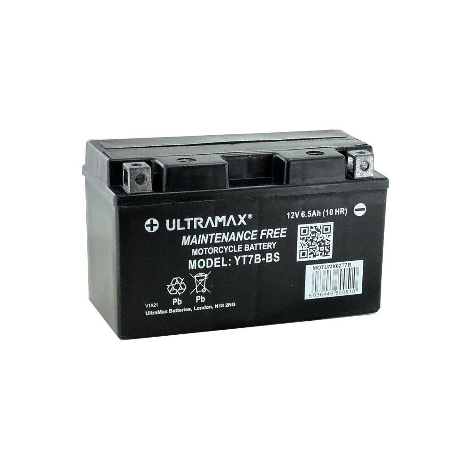 Ulltramax UltraMax YT7B-BS, 12v 6.5Ah Motorcycle Batteries  L 150mmX W 65mmX H 9