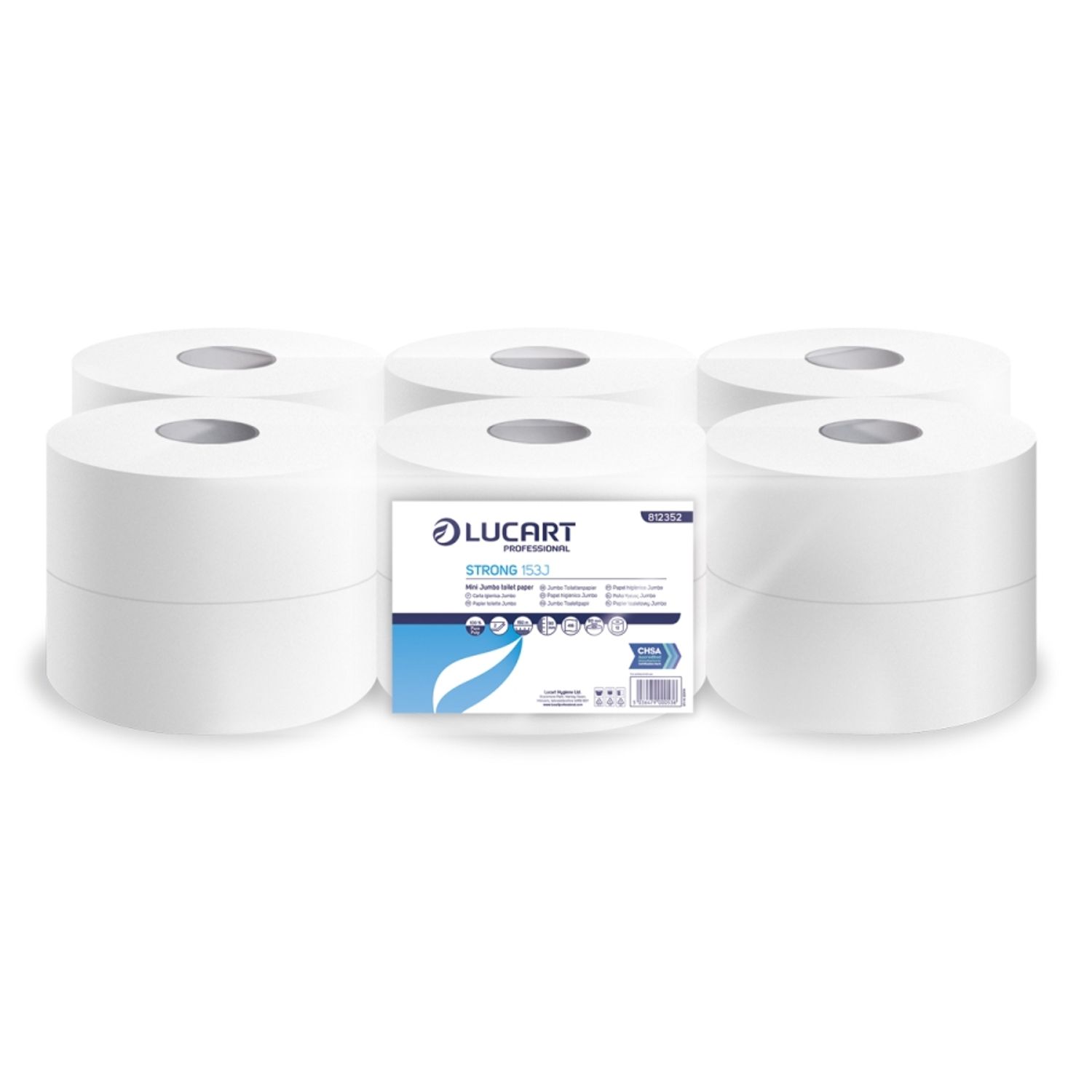 Lucart JWH153P Pure 150m Mini Jumbo Toilet Rolls 2 Ply 80mm - Pack of 12