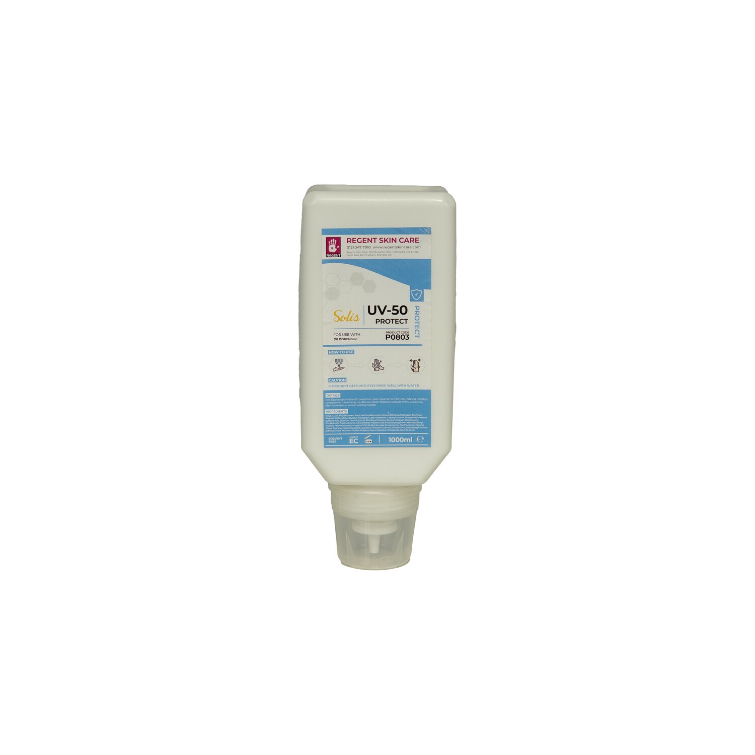 Solis UV50 Protection Cream 1000ml Use with D8 Dispenser