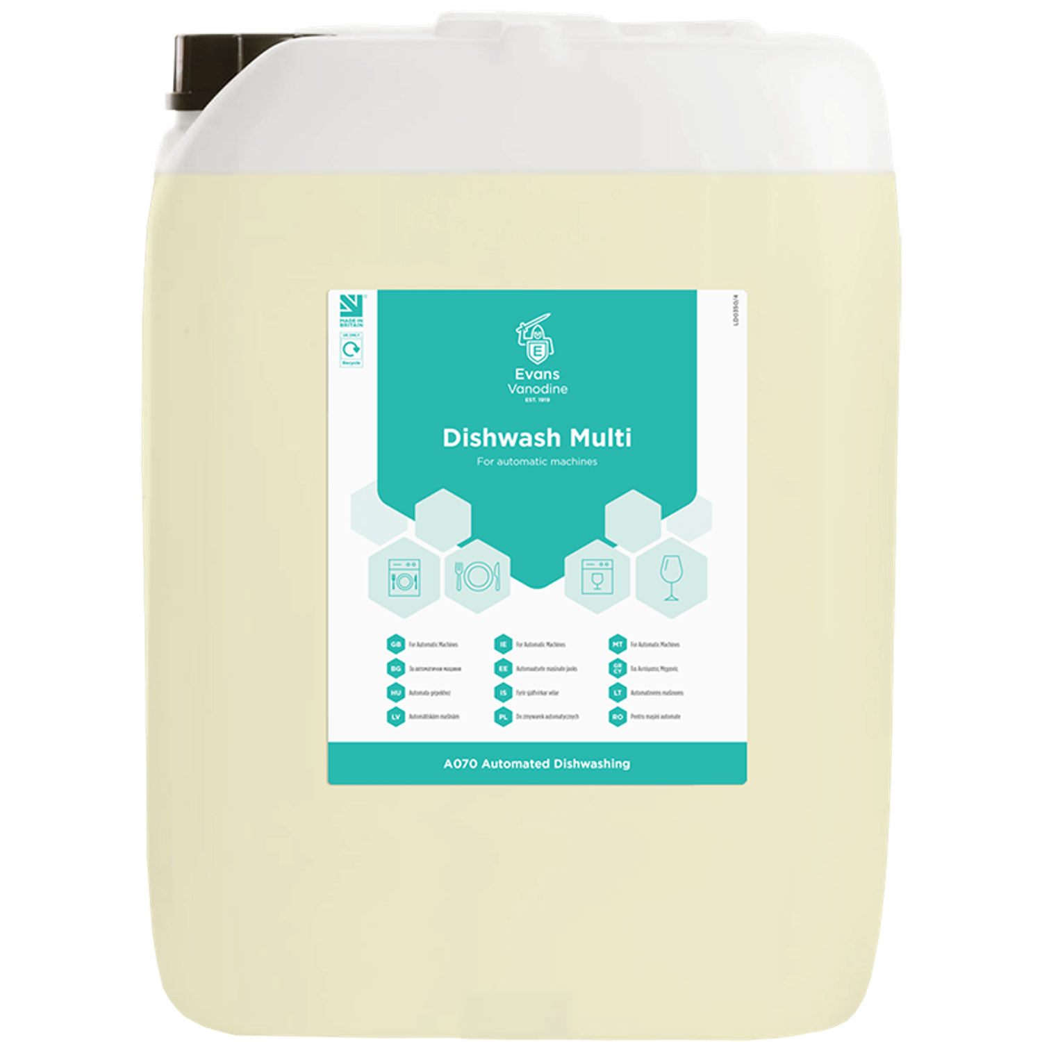 Evans Vanodine A070 DishWash Detergent Multi 20 Litres