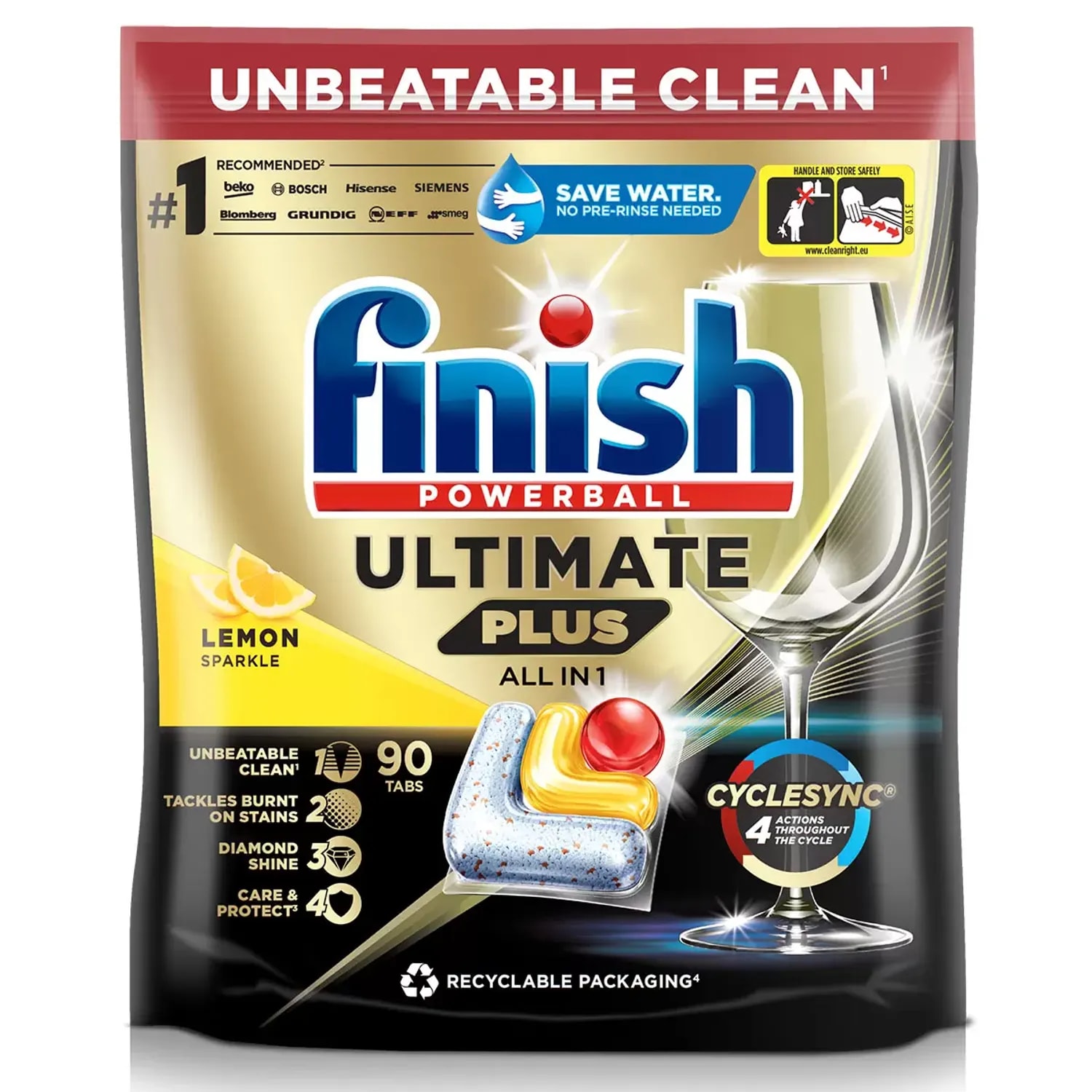 Finish Powerball Ultimate Plus Dishwasher Tablets x 90 - Pack of 90