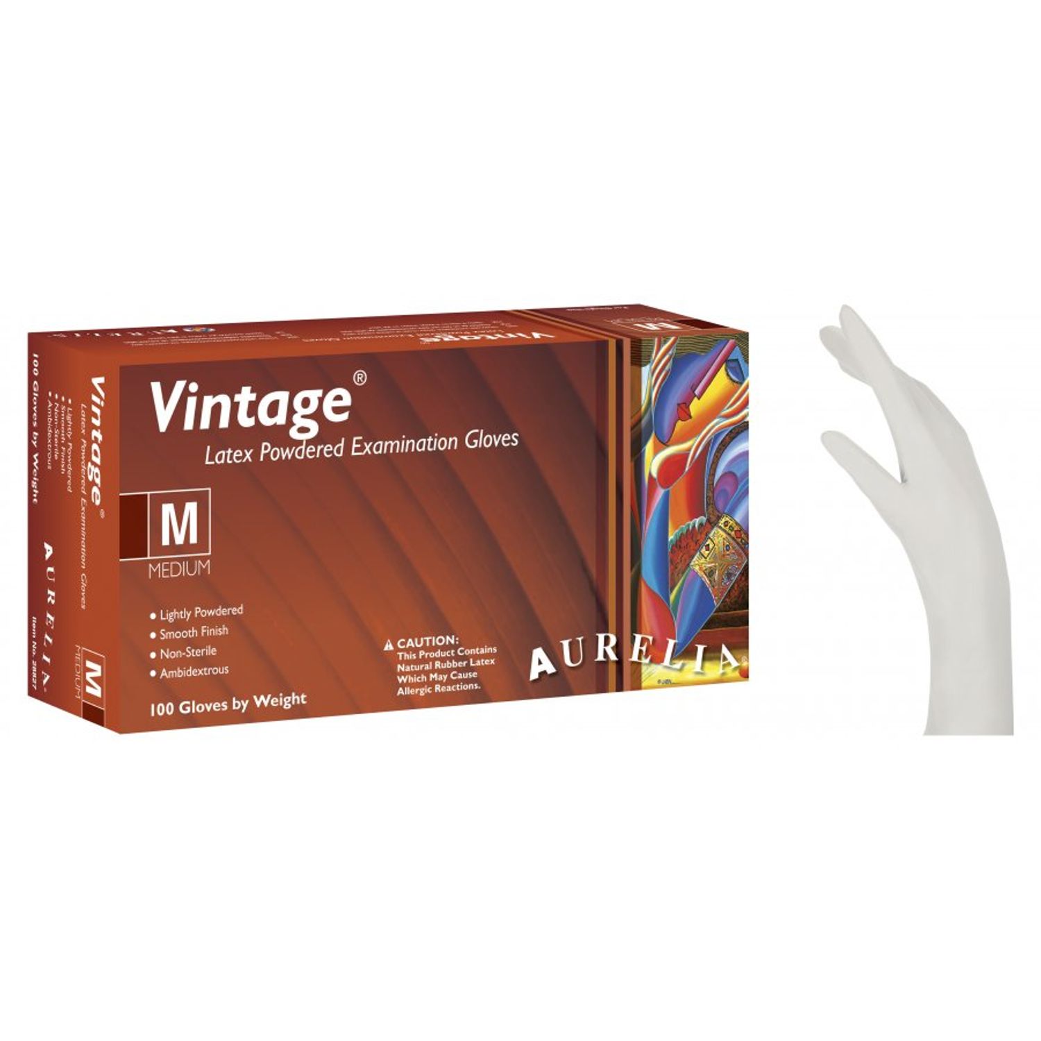 Vintage Latex Powdered Gloves Medium - Pack of 100