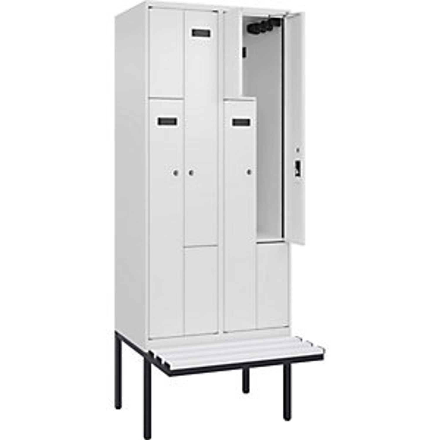 C&P Evolo Plus Bench Seat Z Locker 2 Compartments White W 800mm  Cylinder Lock w