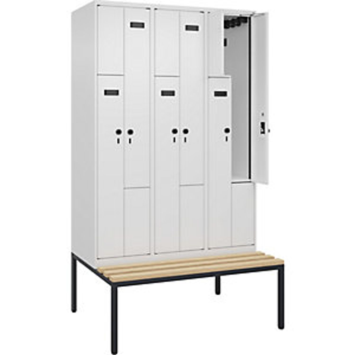 C&P Evolo Plus Bench Seat Z Locker 3 Compartments White W 1200mm  Security Rotar