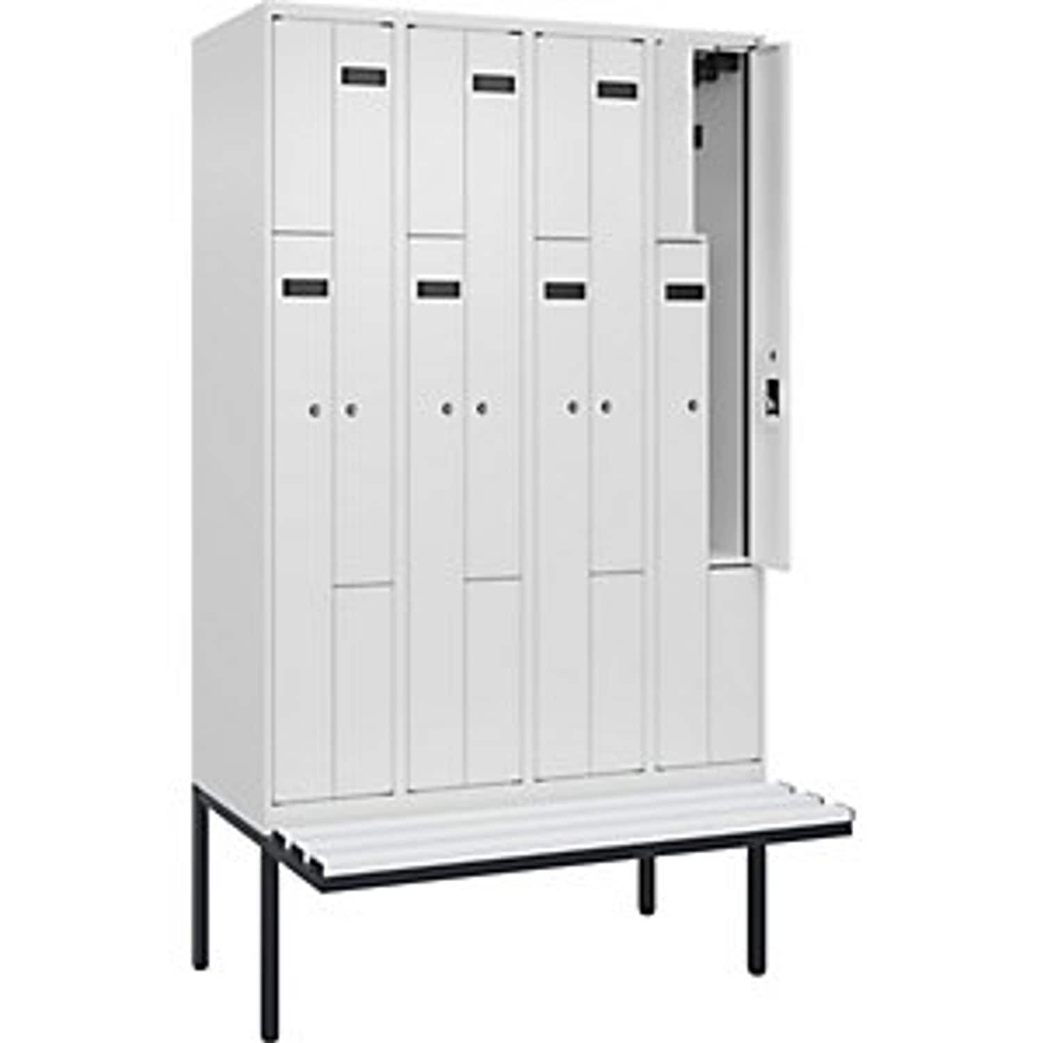 C&P Evolo Plus Bench Seat Z Locker 4 Compartments White W 1200mm  Cylinder Lock