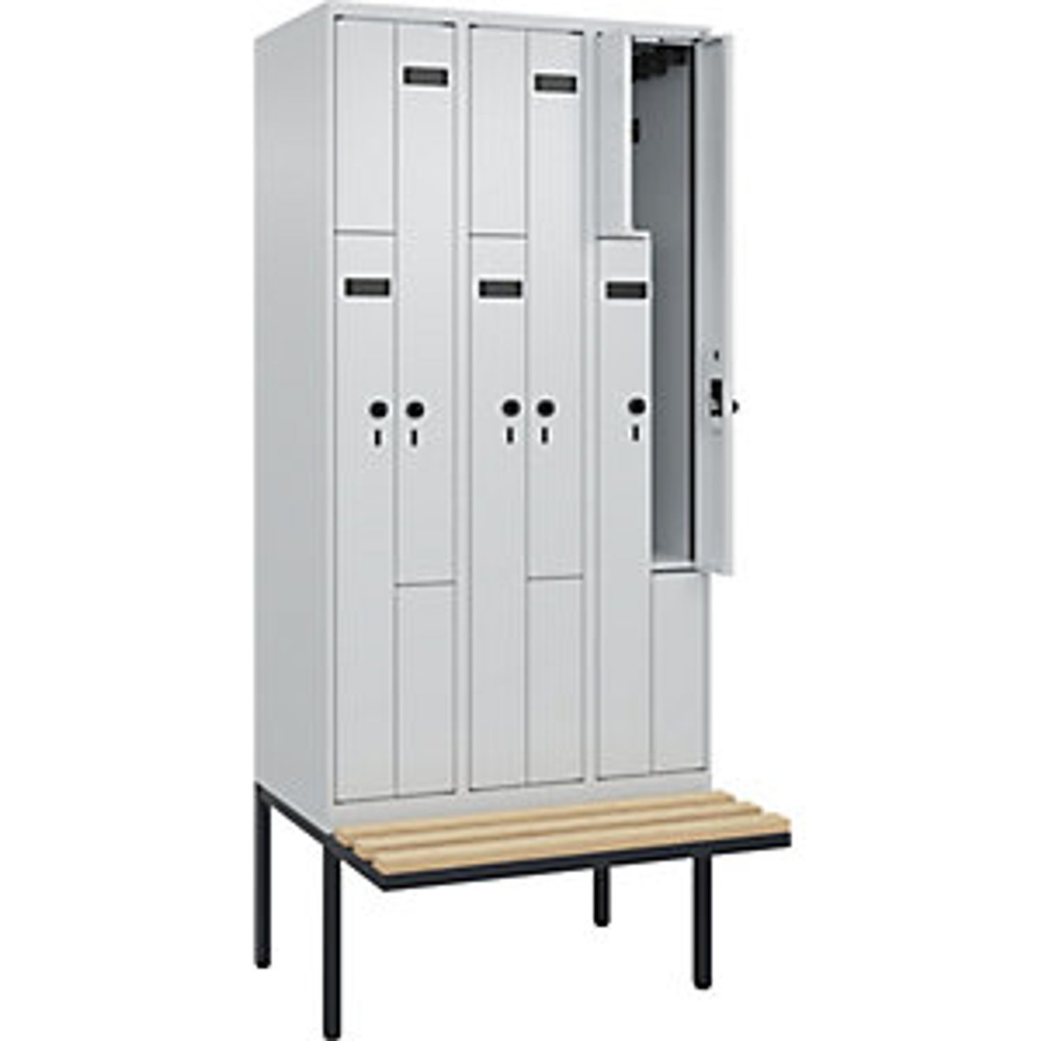 C&P Evolo Plus Bench Seat Z Locker 3 Compartments Light Grey/light Grey W 900mm