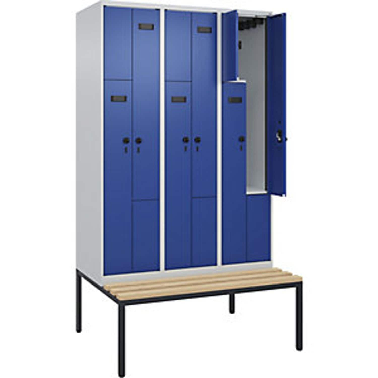 C&P Evolo Plus Bench Seat Z Locker 3 Compartments Light Grey/gentian Blue W 1200