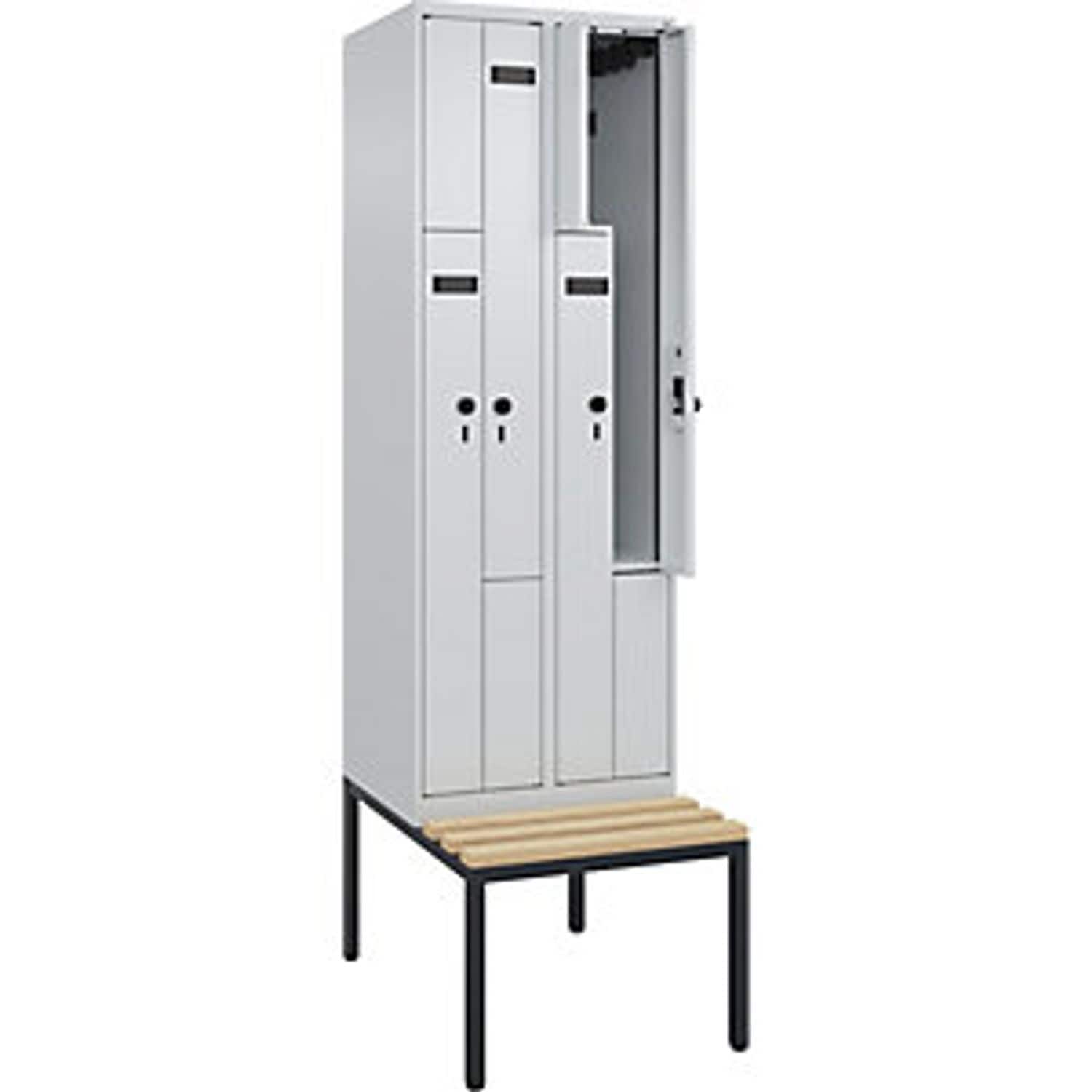 C&P Evolo Plus Bench Seat Z Locker 2 Compartments Light Grey/light Grey W 600mm