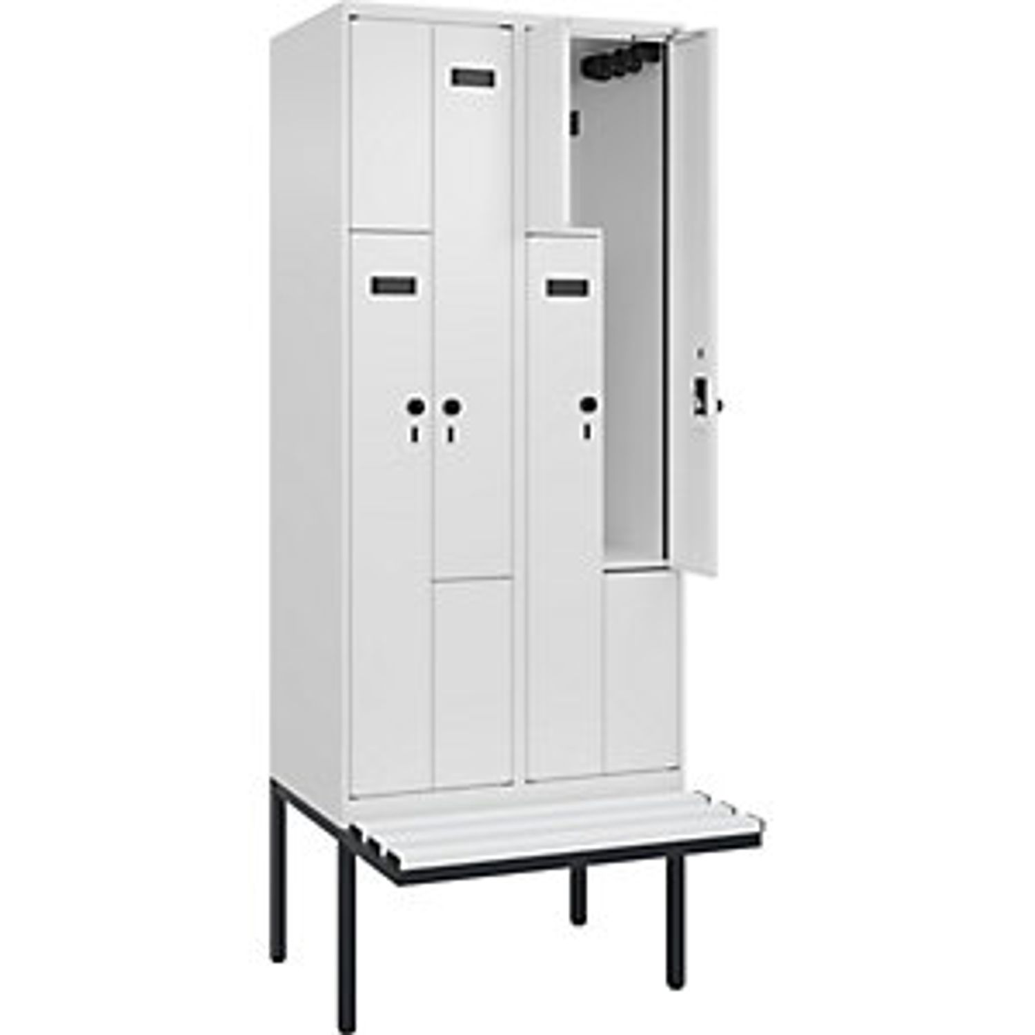 C&P Evolo Plus Bench Seat Z Locker 2 Compartments White W 800mm  Security Rotary