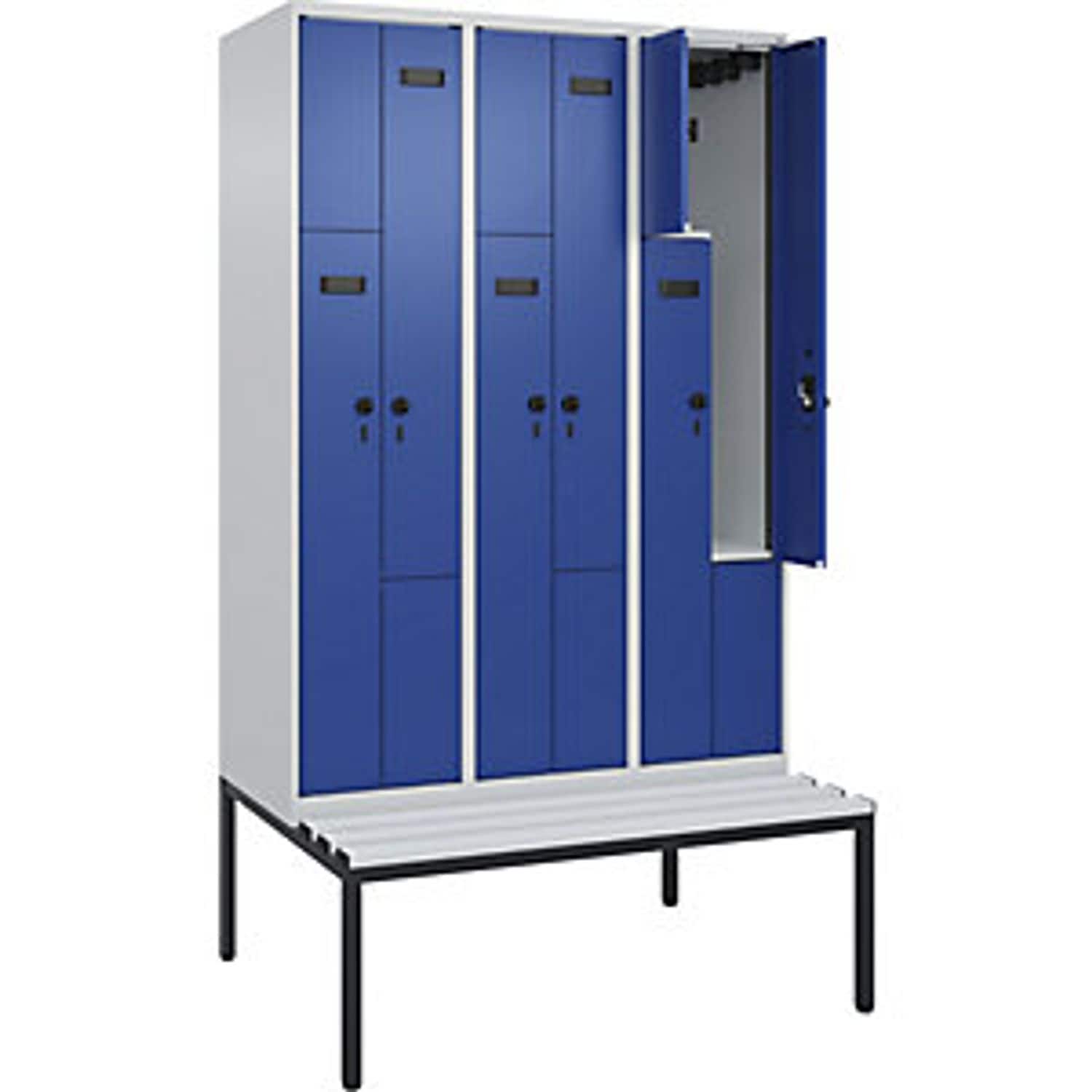 C&P Evolo Plus Bench Seat Z Locker 3 Compartments Light Grey/gentian Blue W 1200