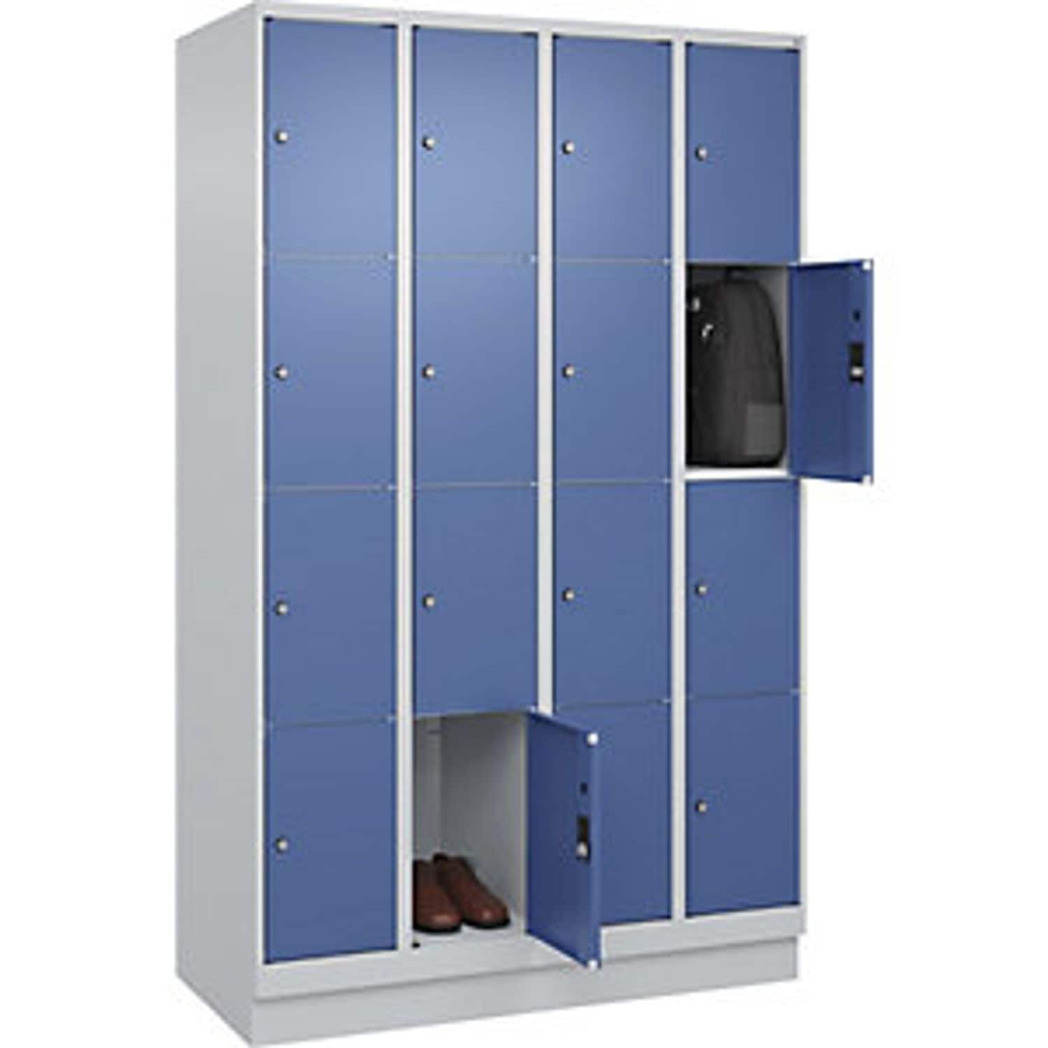 C&P Classic Plus 4-fold Compartment Locker 4 Compartments Light Grey/distant Blu