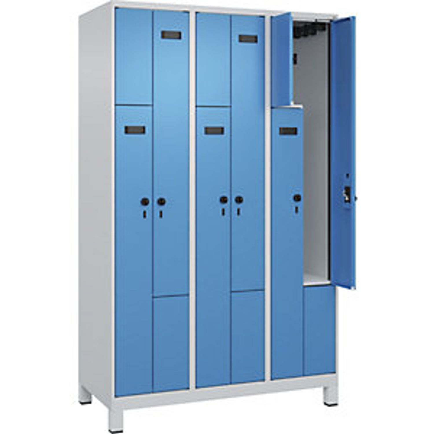 C&P Evolo Plus Z-locker 3 Compartments Light Grey/light Blue W 1200mm  6 Compart