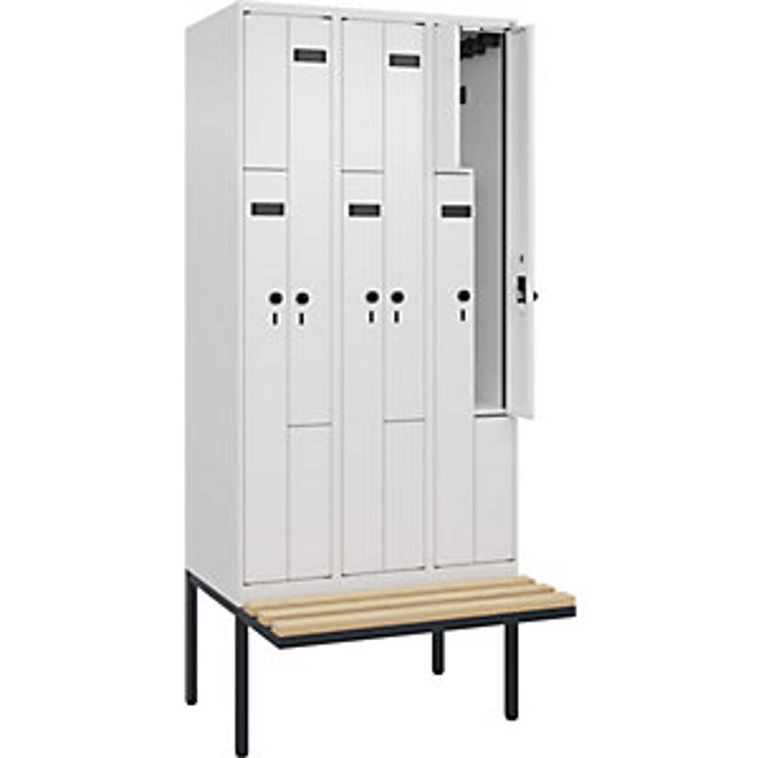 C&P Evolo Plus Bench Seat Z Locker 3 Compartments White W 900mm  Security Rotary