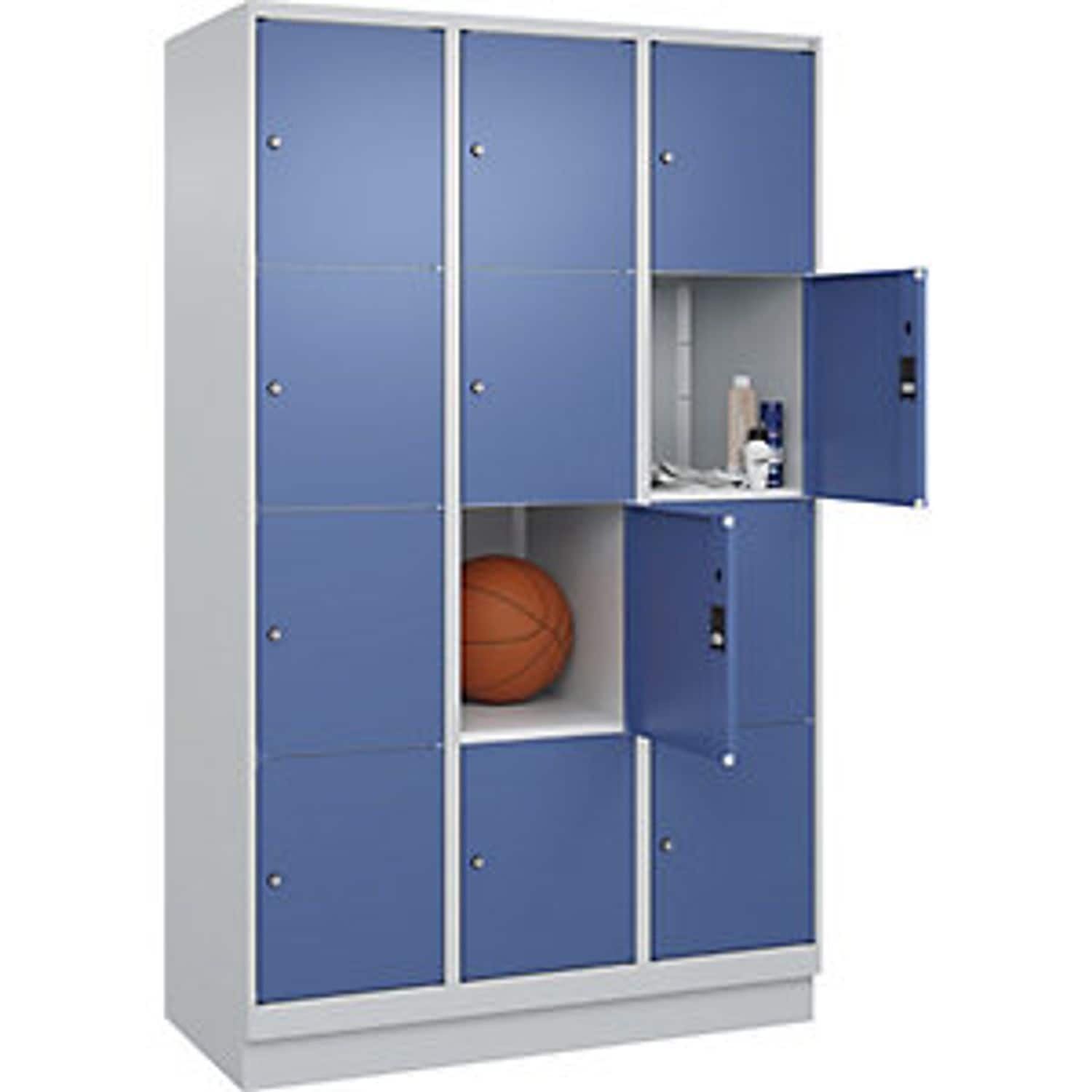C&P Classic Plus 4-fold Compartment Locker 3 Compartments Light Grey/distant Blu