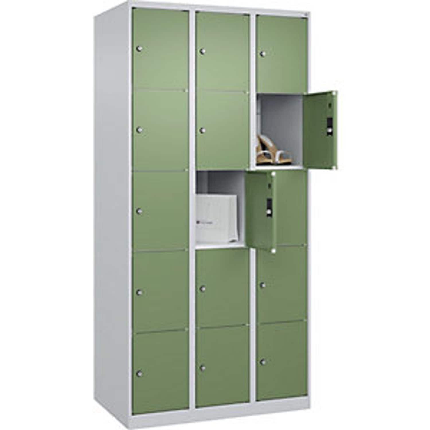 C&P Classic Plus 5-fold Compartment Locker 3 Compartments Light Grey/reseda Gree