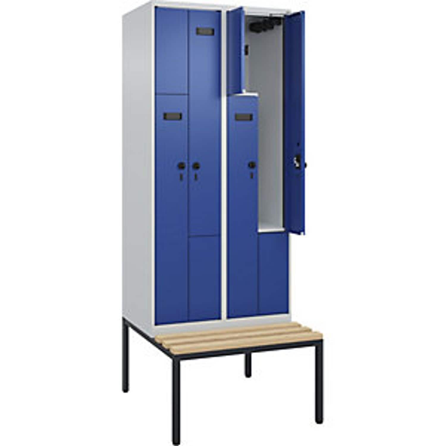 C&P Evolo Plus Bench Seat Z Locker 2 Compartments Light Grey/gentian Blue W 800m