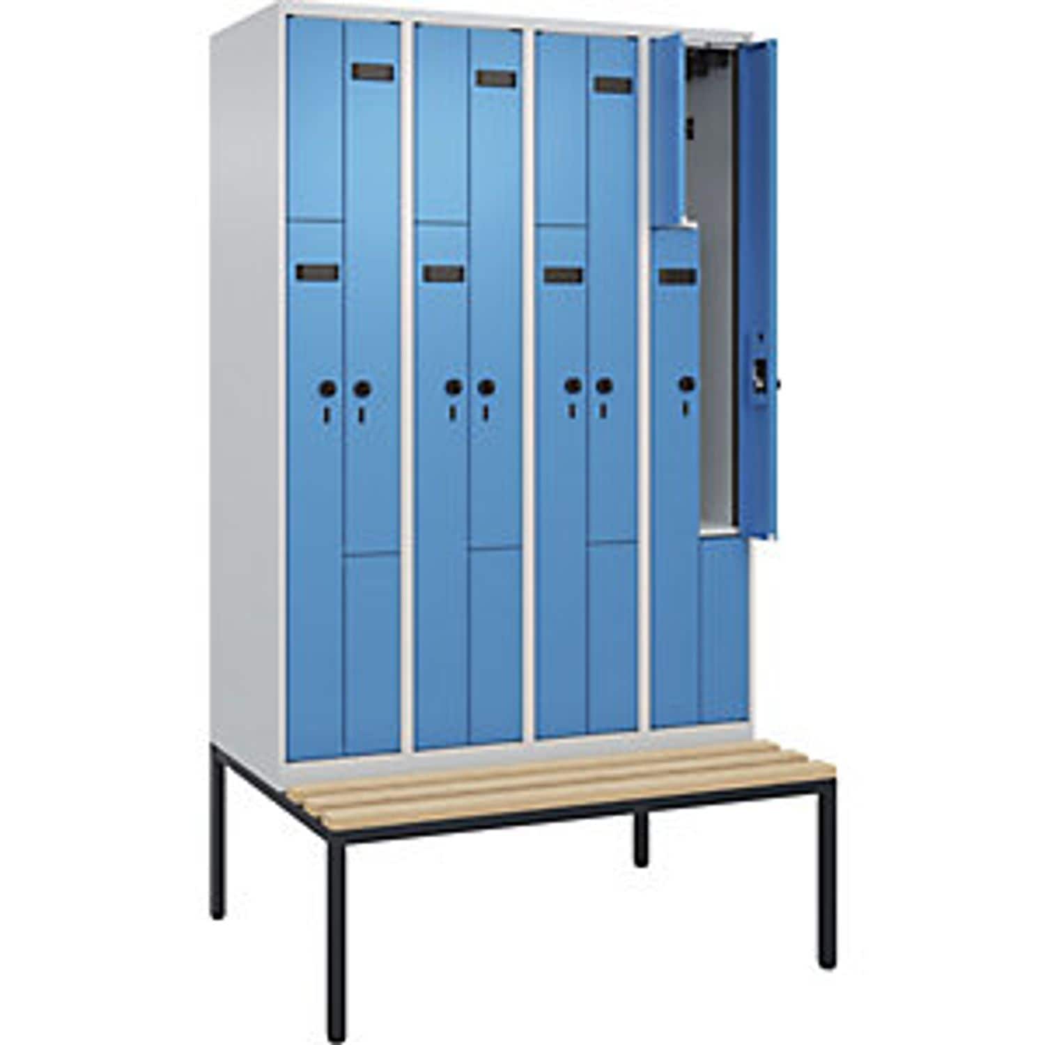 C&P Evolo Plus Bench Seat Z Locker 4 Compartments Light Grey/light Blue W 1200mm