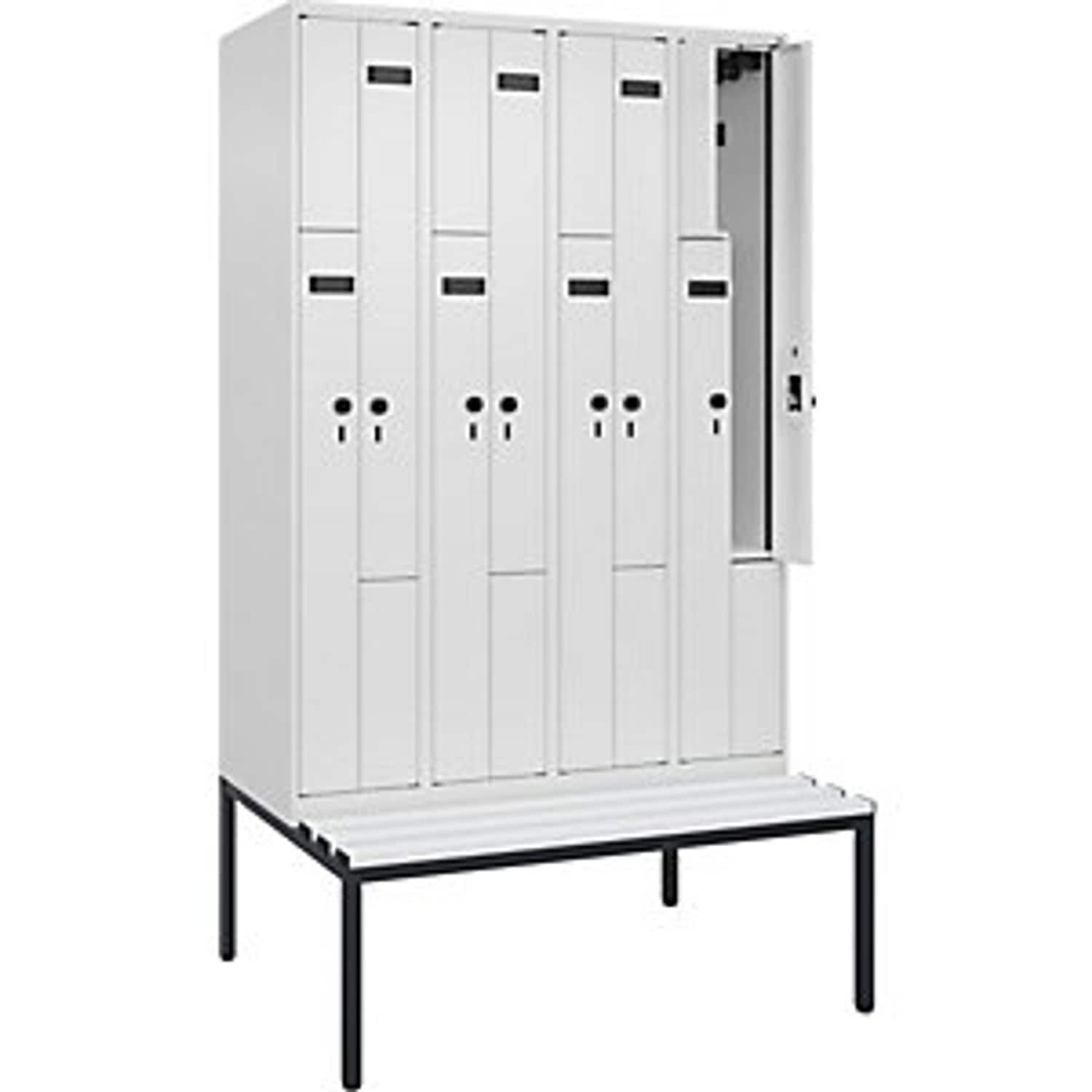 C&P Evolo Plus Bench Seat Z Locker 4 Compartments White W 1200mm  Security Rotar