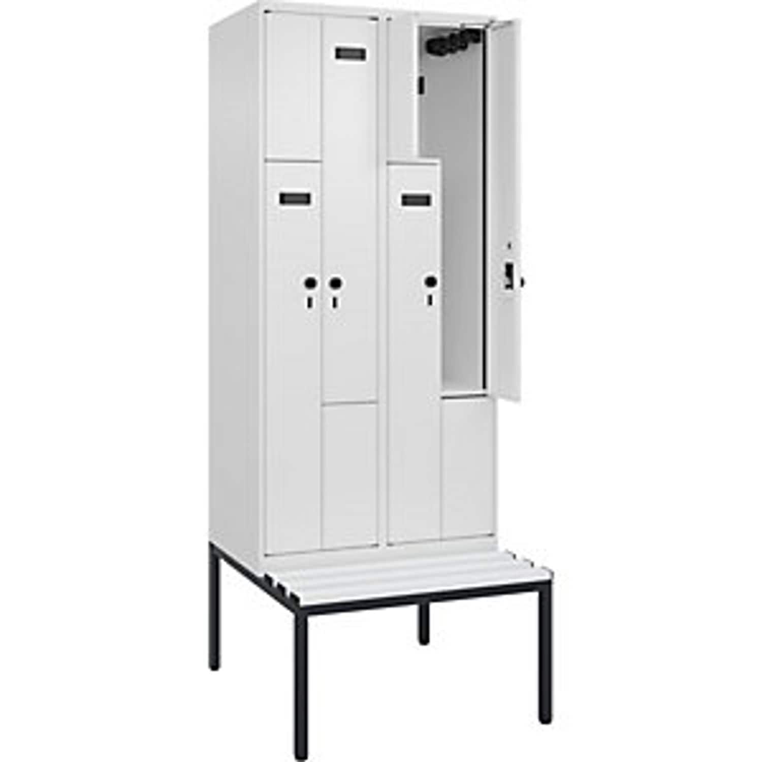 C&P Evolo Plus Bench Seat Z Locker 2 Compartments White W 800mm  Security Rotary