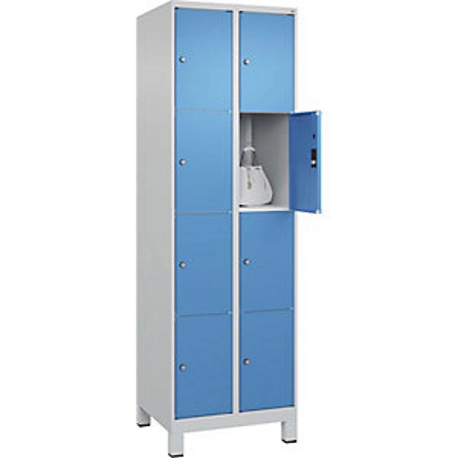 C&P Classic Plus 4-fold Compartment Locker 2 Compartments Light Grey/light Blue
