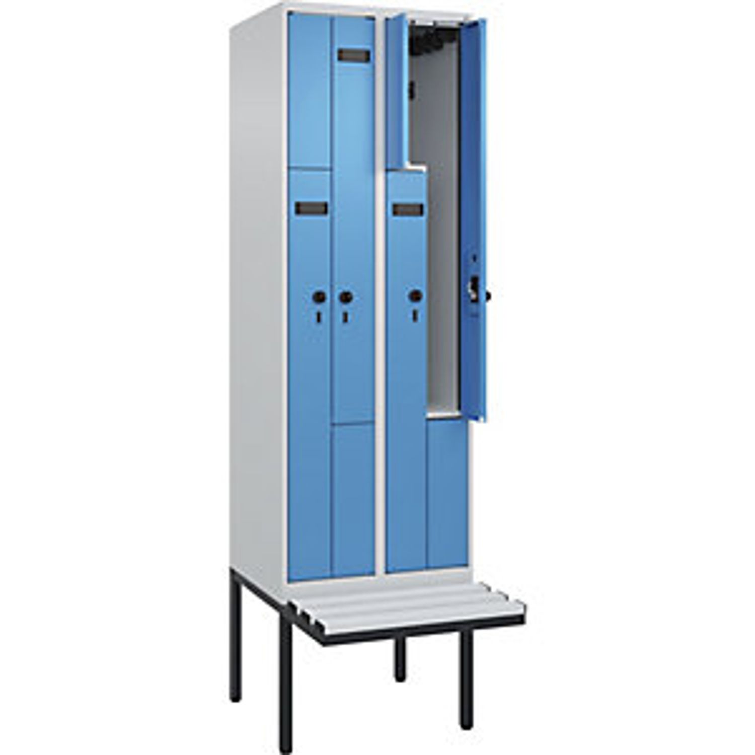 C&P Evolo Plus Bench Seat Z Locker 2 Compartments Light Grey/light Blue W 600mm