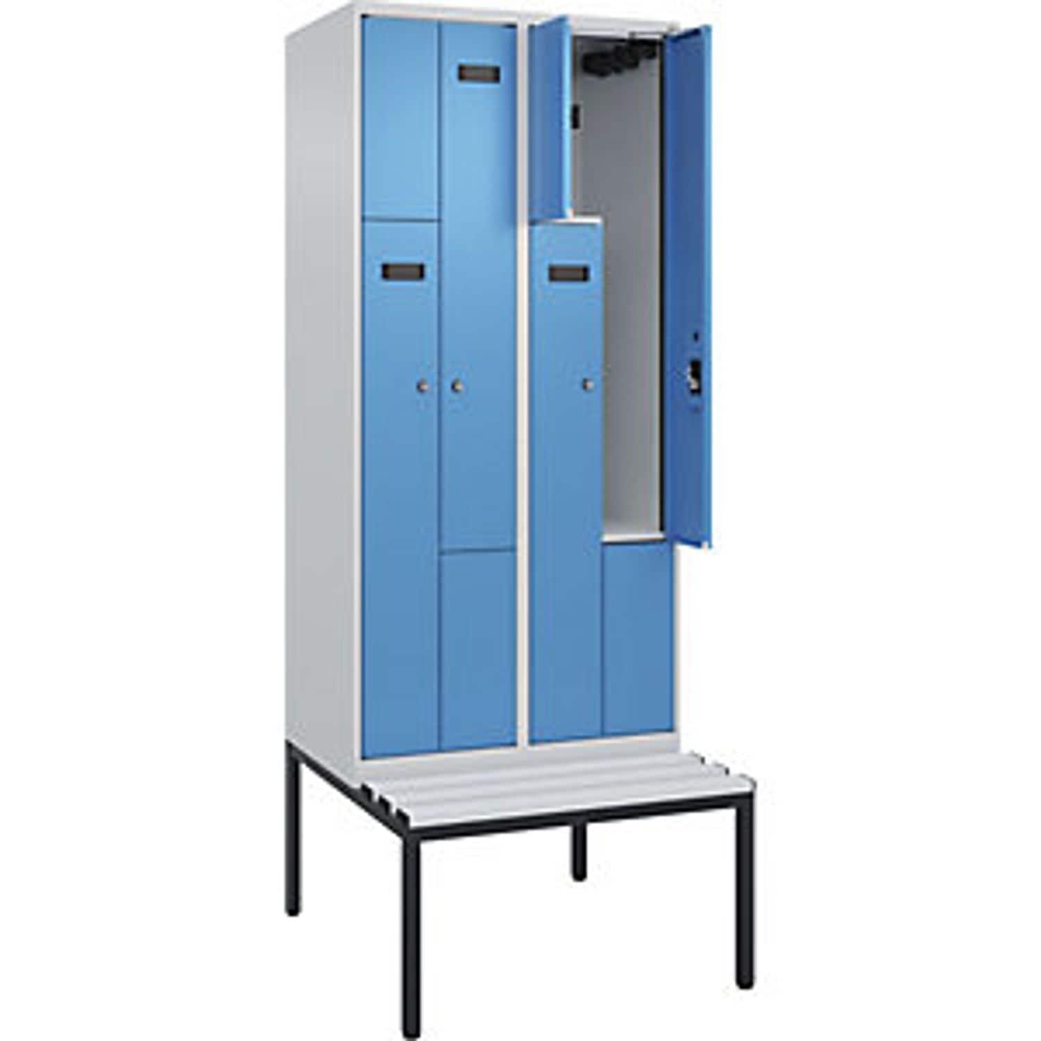 C&P Evolo Plus Bench Seat Z Locker 2 Compartments Light Grey/light Blue W 800mm