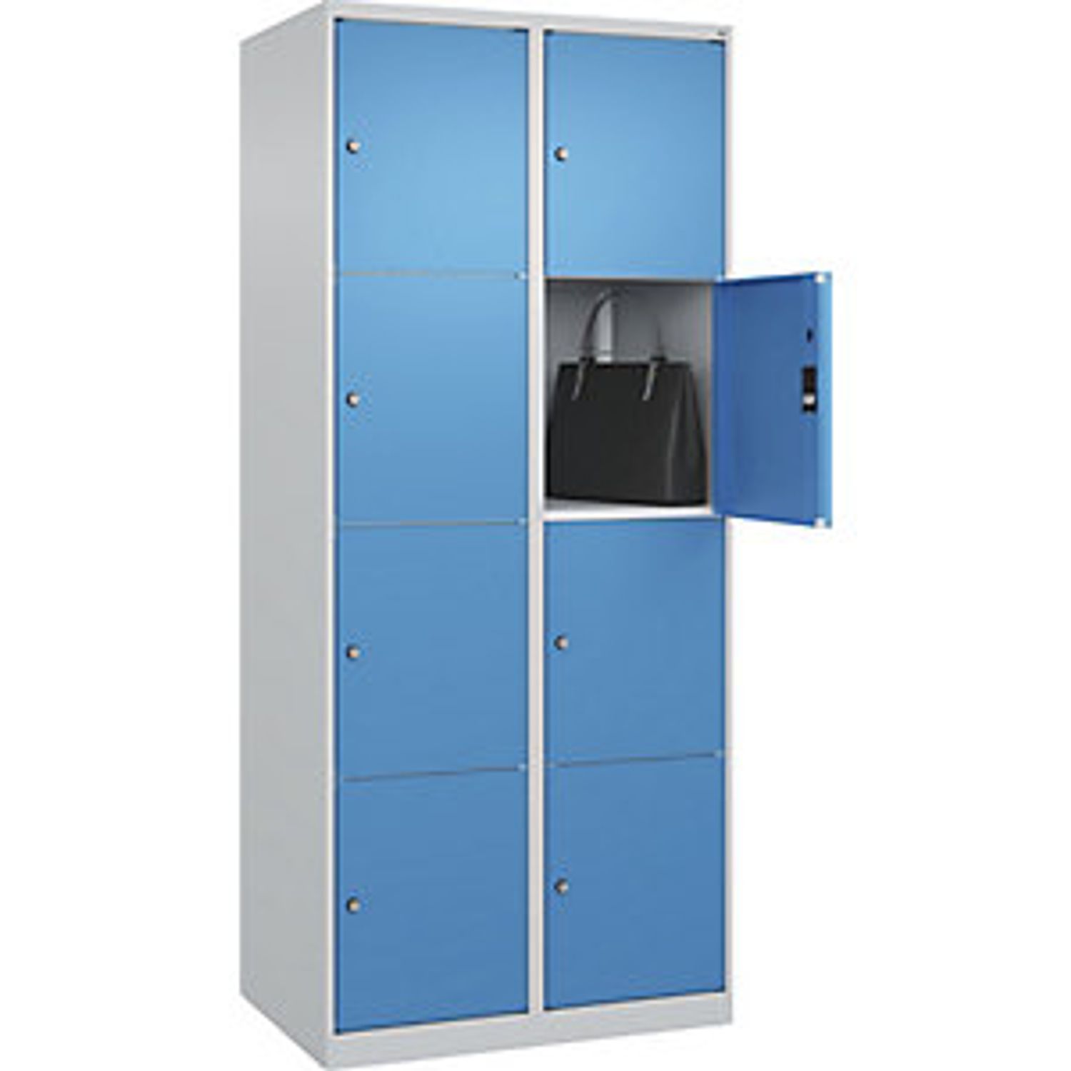 C&P Classic Plus 4-fold Compartment Locker 2 Compartments Light Grey/light Blue