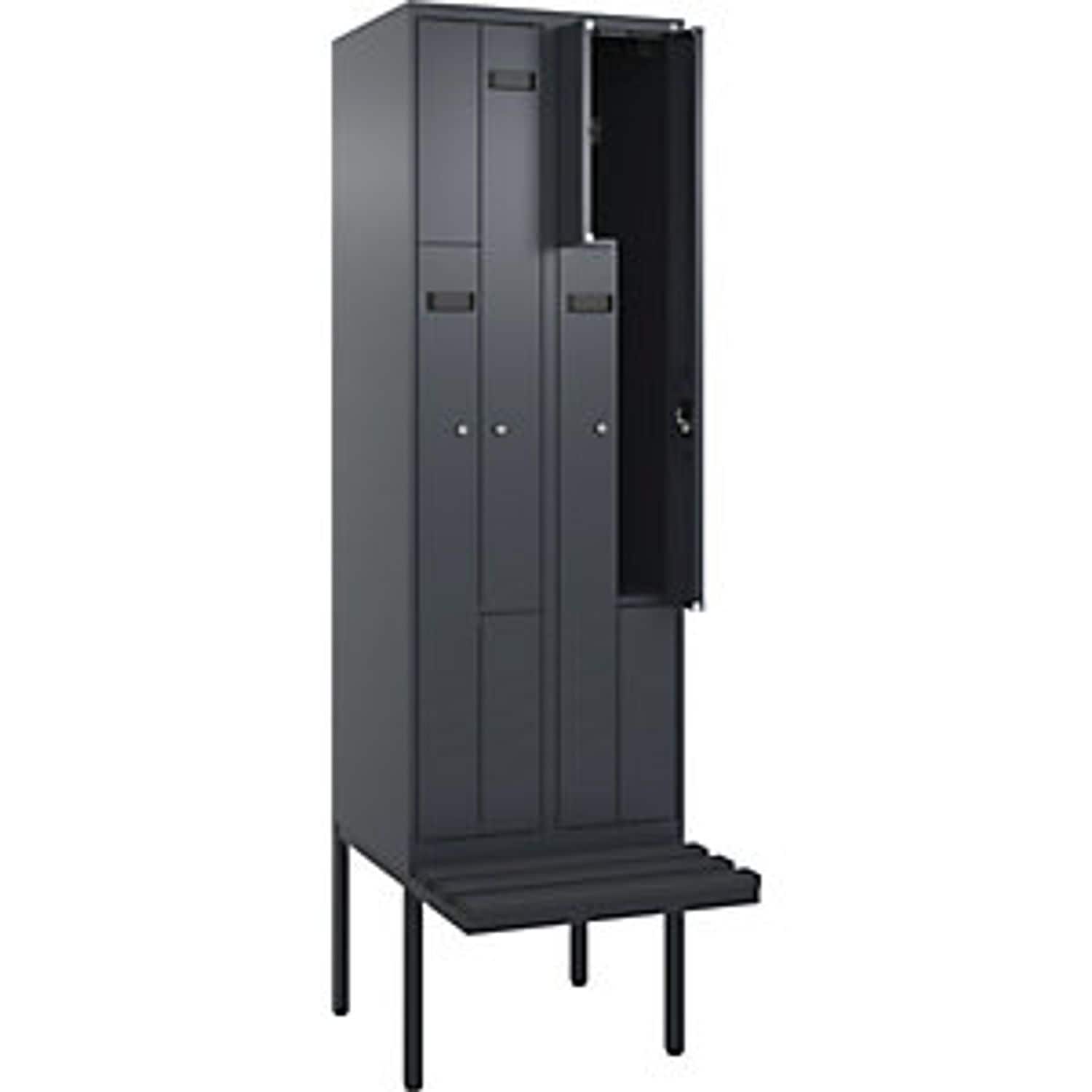 C&P Evolo Plus Bench Seat Z Locker 2 Compartments Grey W 600mm  Cylinder Lock wi