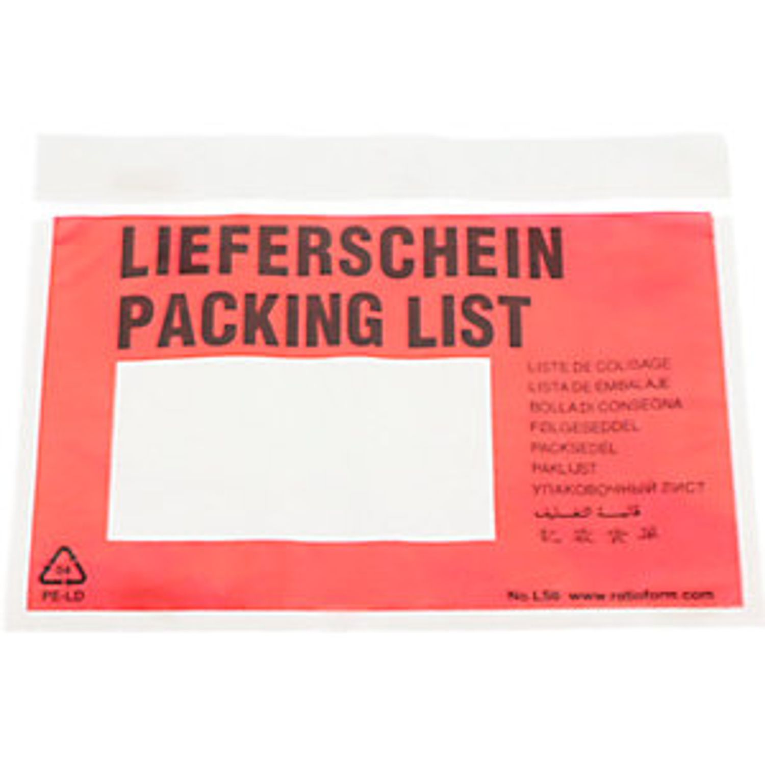 TAKKT Premium Light Document Pouches with Vision Panel Packing List Imprint Pack