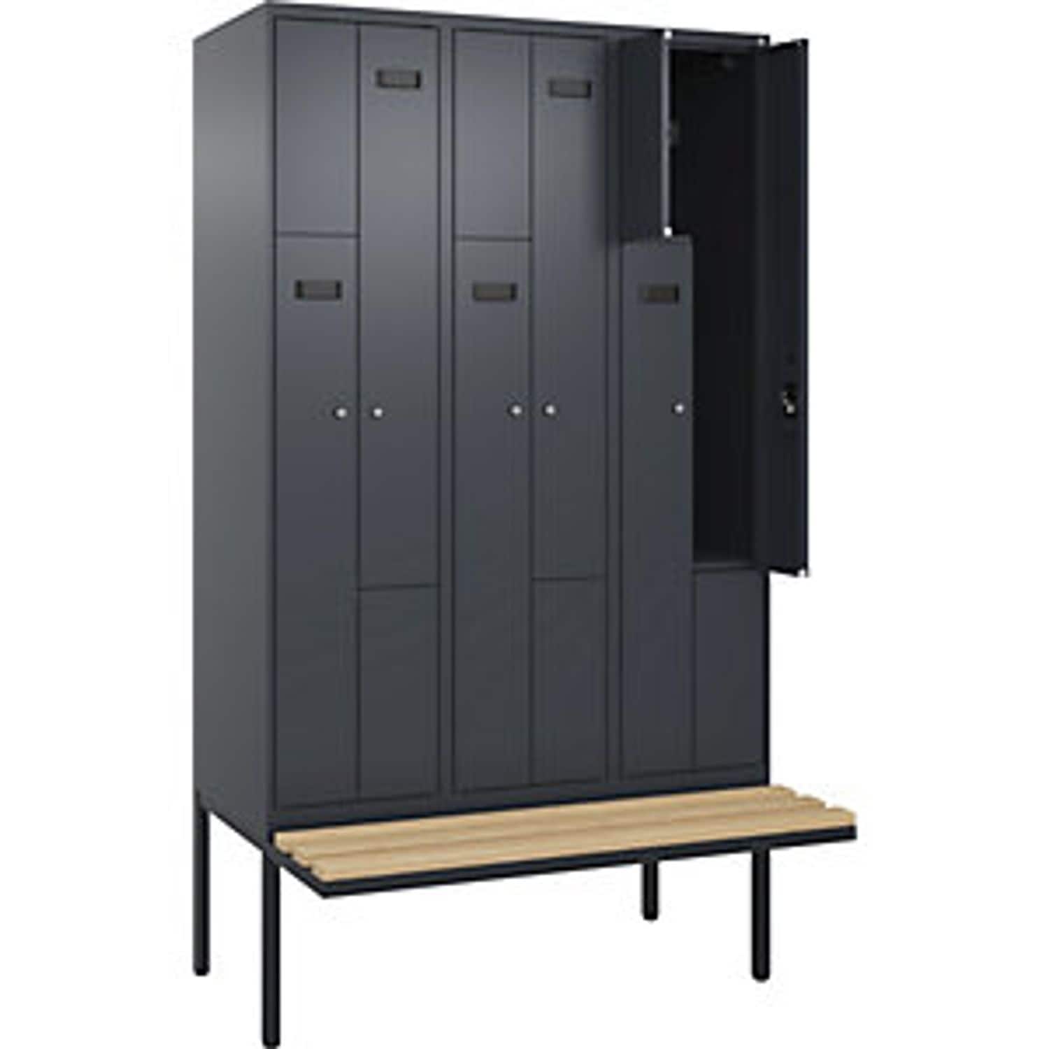 C&P Evolo Plus Bench Seat Z Locker 3 Compartments Grey W 1200mm  Cylinder Lock w