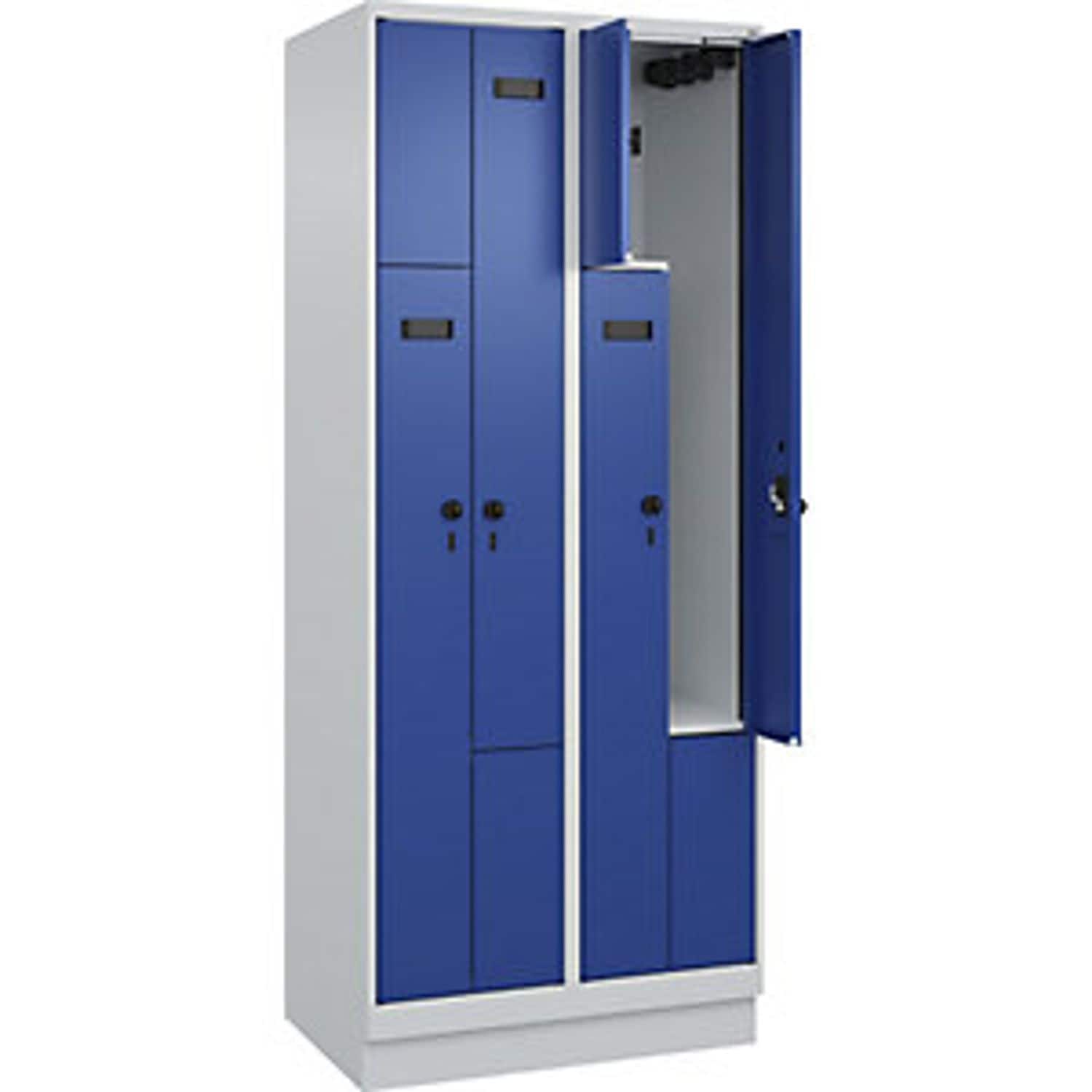 C&P Evolo Plus Z-locker 2 Compartments Light Grey/gentian Blue W 800mm  4 Compar