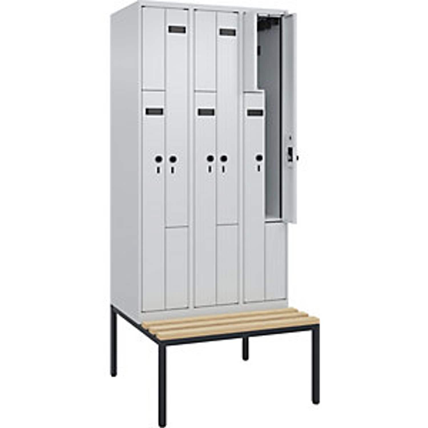 C&P Evolo Plus Bench Seat Z Locker 3 Compartments Light Grey/light Grey W 900mm