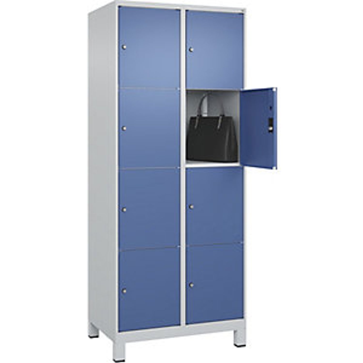 C&P Classic Plus 4-fold Compartment Locker 2 Compartments Light Grey/distant Blu