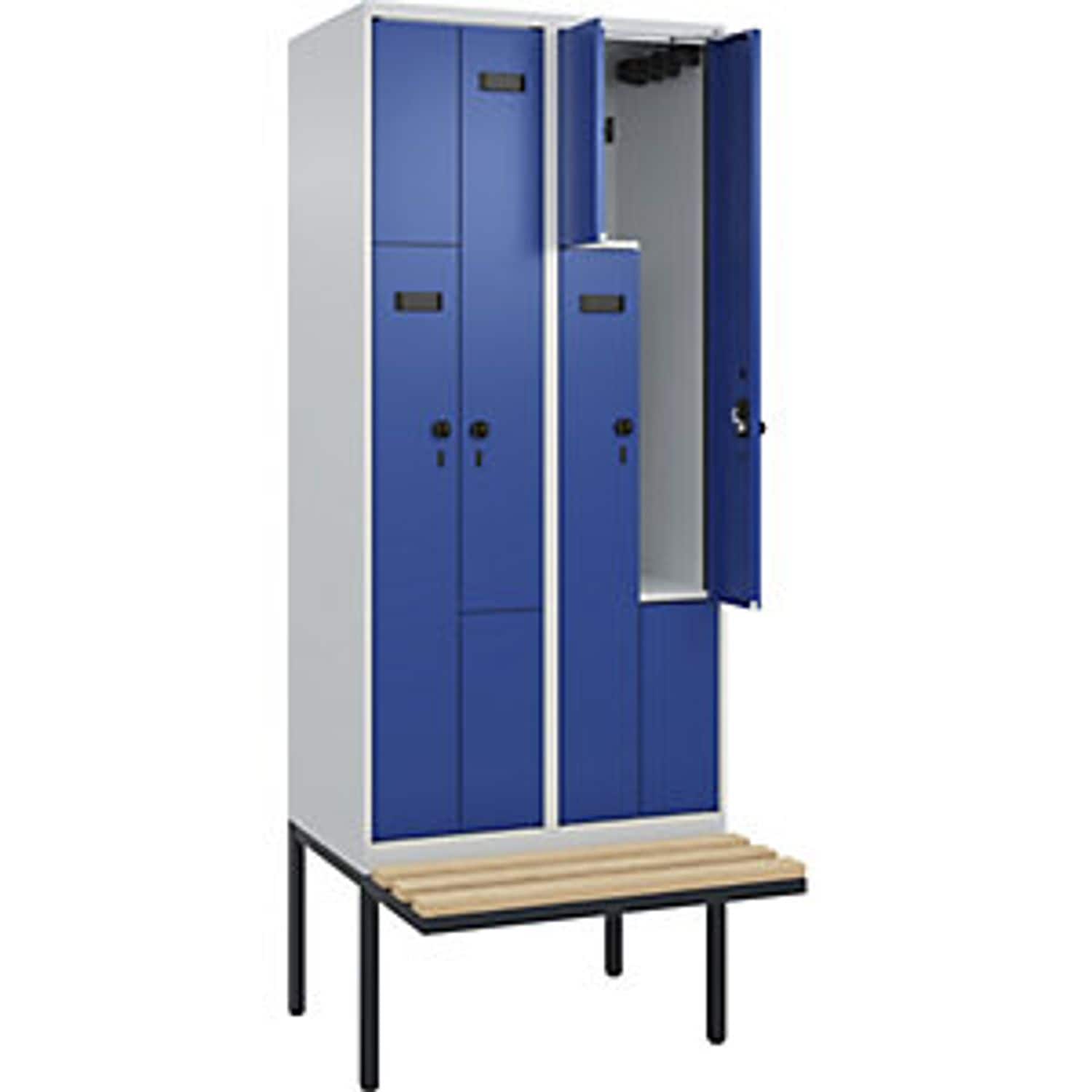 C&P Evolo Plus Bench Seat Z Locker 2 Compartments Light Grey/gentian Blue W 800m
