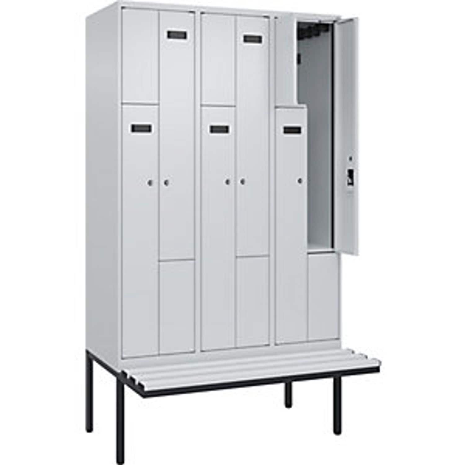 C&P Evolo Plus Bench Seat Z Locker 3 Compartments Light Grey/light Grey W 1200mm