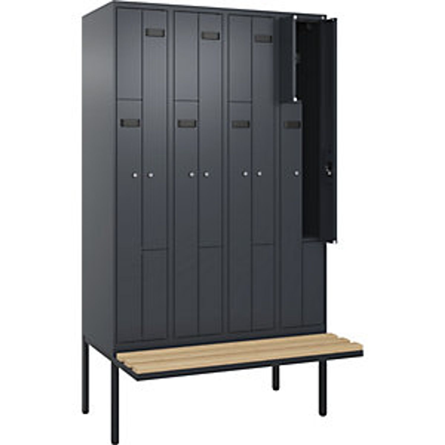 C&P Evolo Plus Bench Seat Z Locker 4 Compartments Grey W 1200mm  Cylinder Lock w