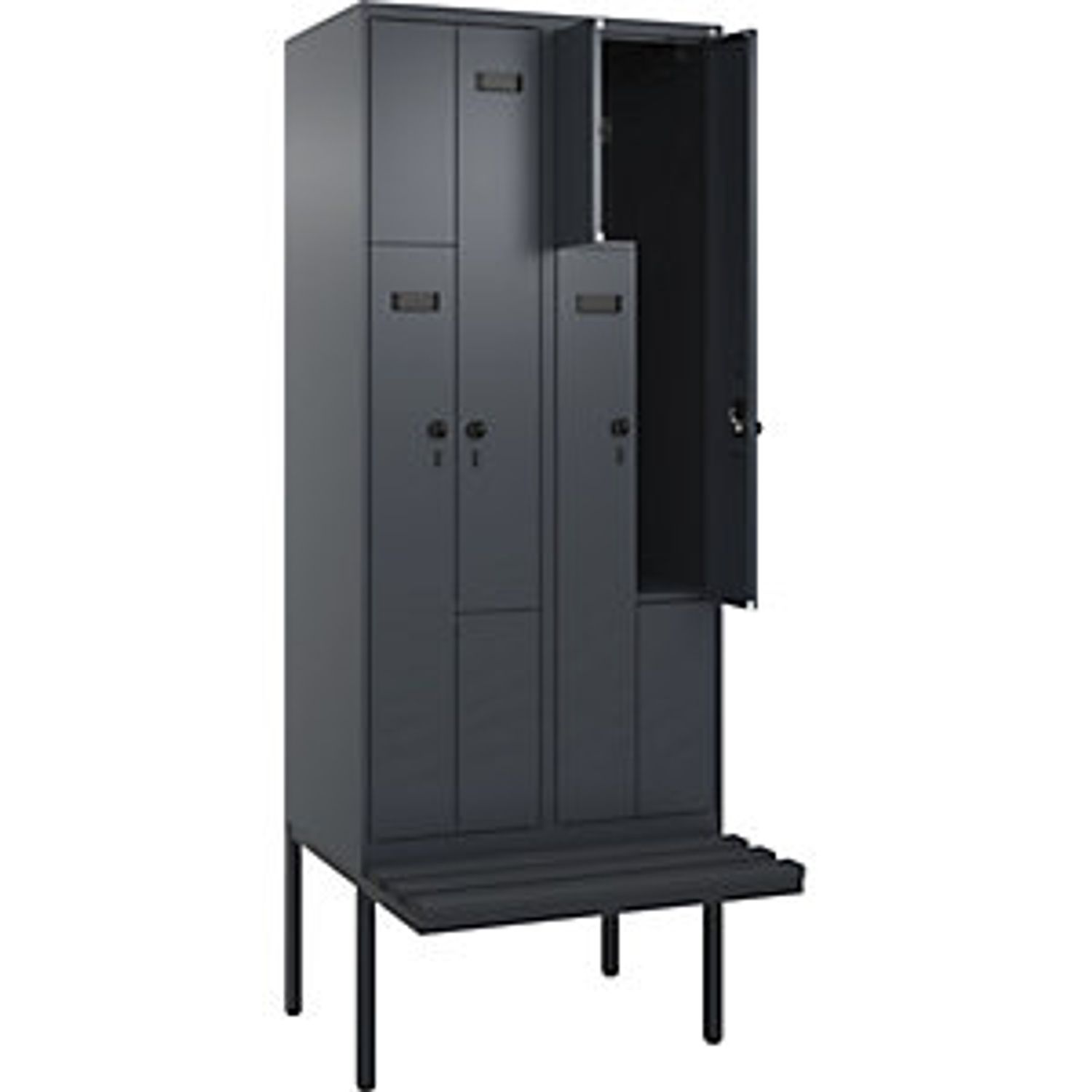 C&P Evolo Plus Bench Seat Z Locker 2 Compartments Grey W 800mm  Security Rotary