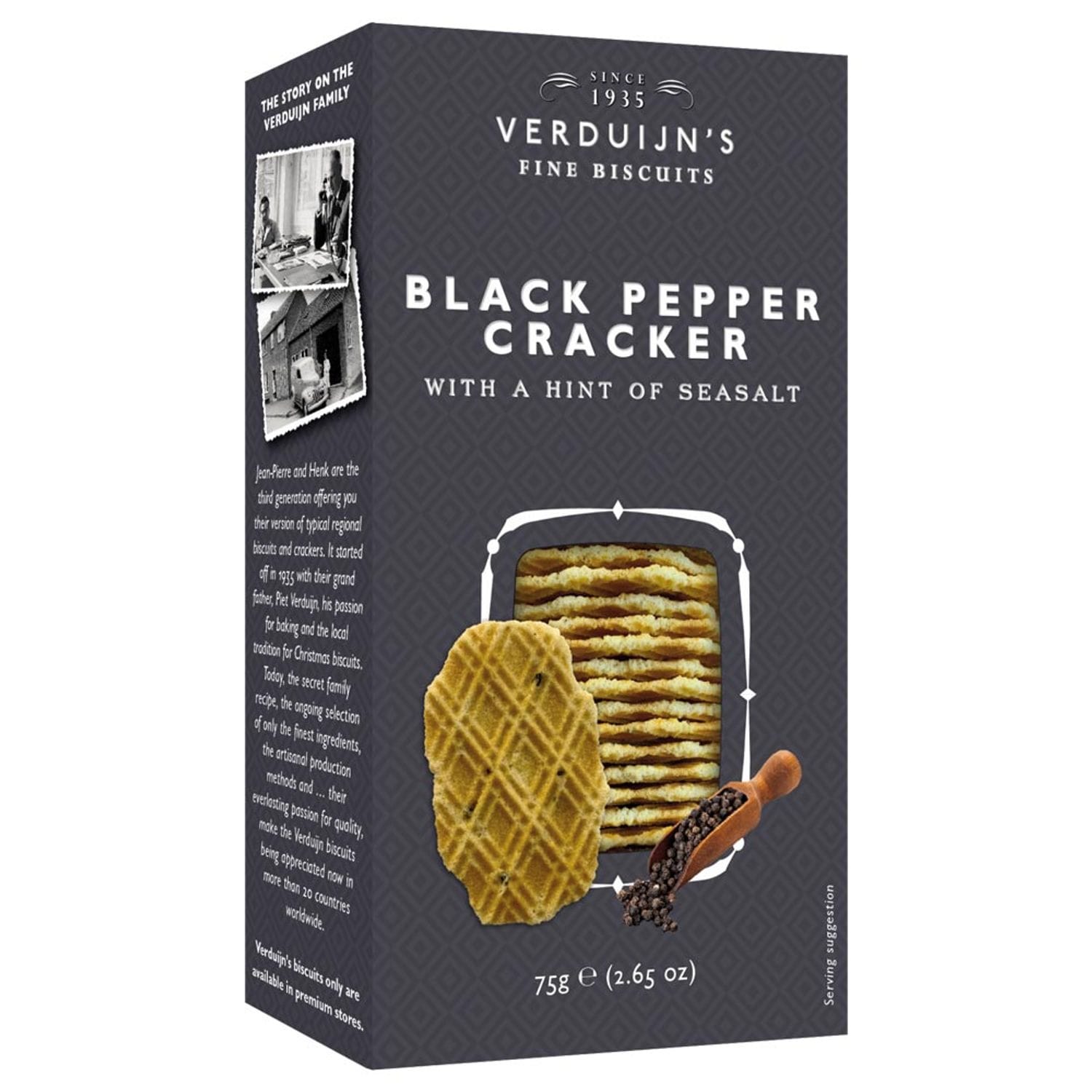 Verduijn's Black Pepper Crackers with Sea Salt - Pack of 12