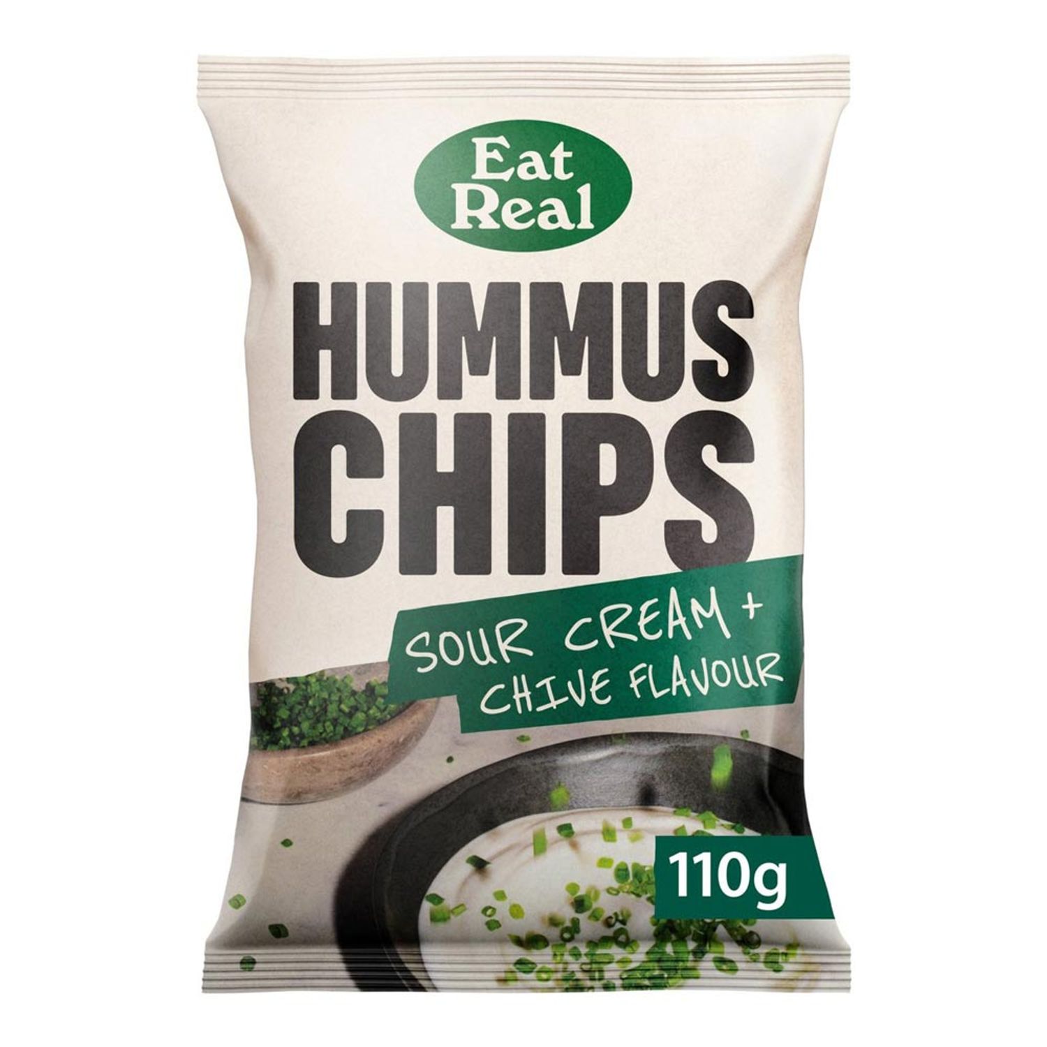 Eat Real Sour Cream & Chive Hummus Chips 110g - Pack of 10