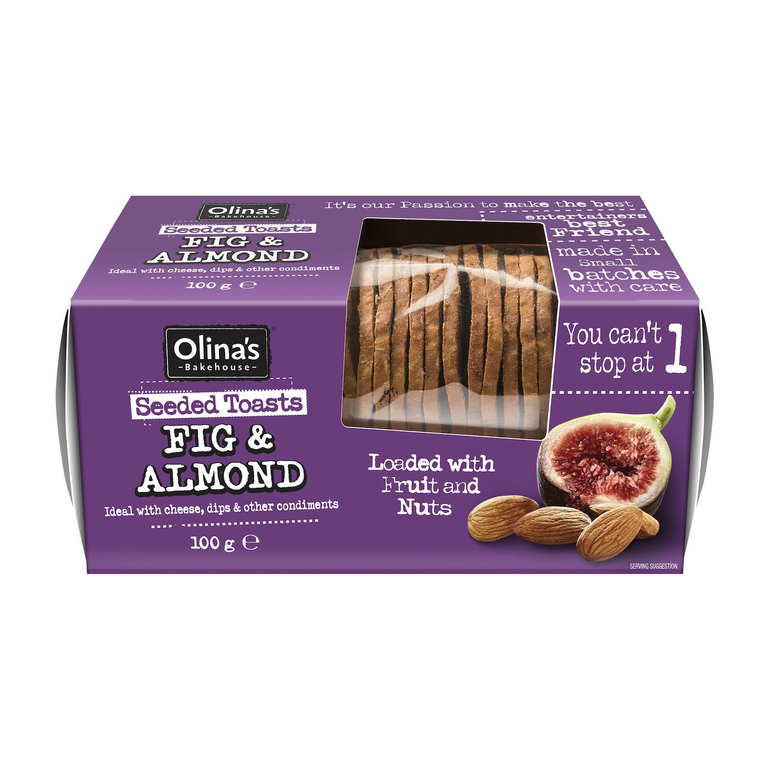 Olina's Bakehouse Fig & Almond Seeded Toasts - Pack of 12