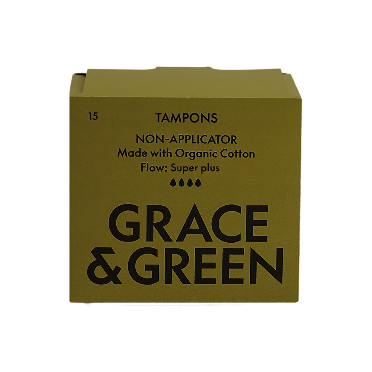 Grace and Green Organic Cotton Non Applicator Tampons Super+ (Pack of 15)