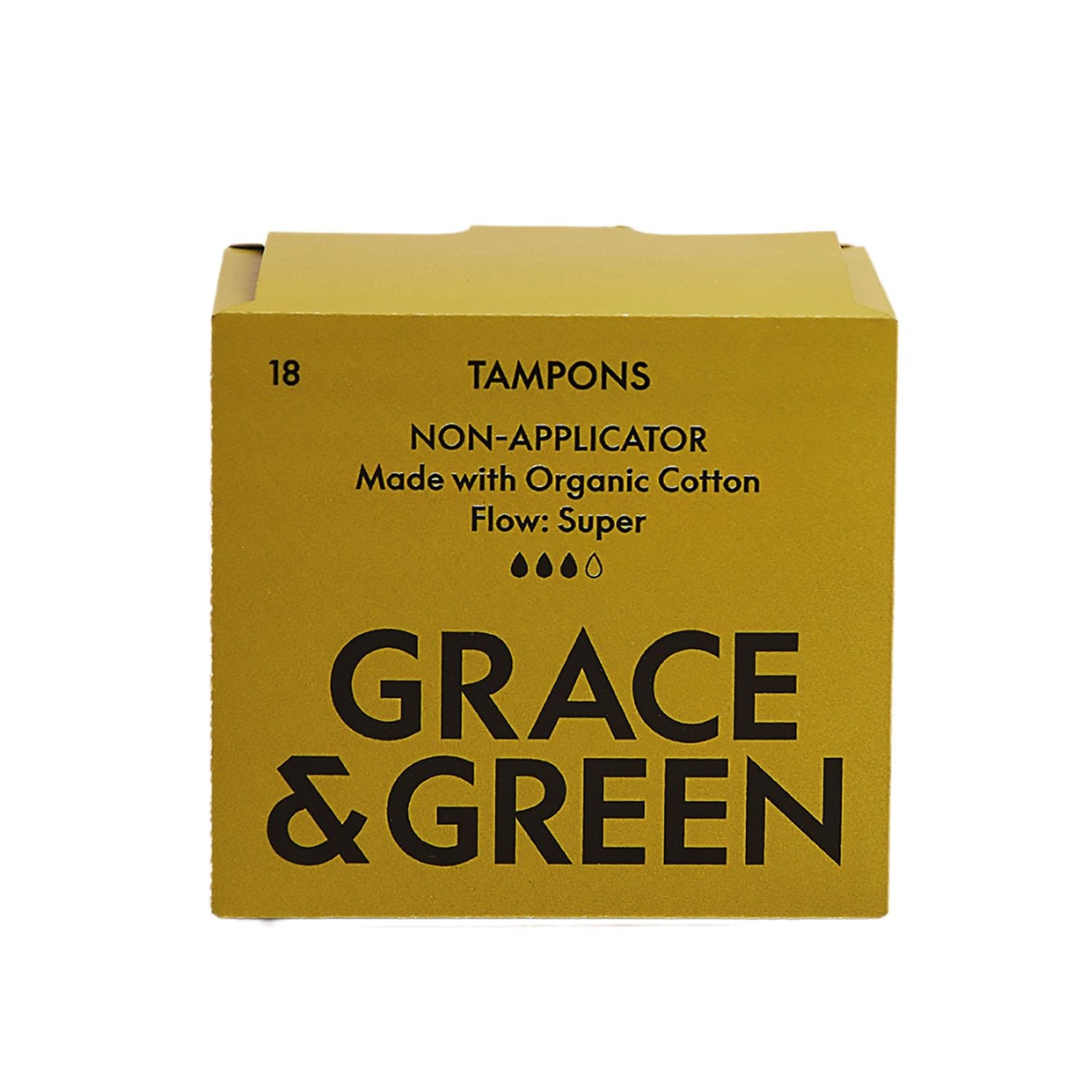 Grace and Green Organic Cotton Non Applicator Tampons Super (Pack of 18)